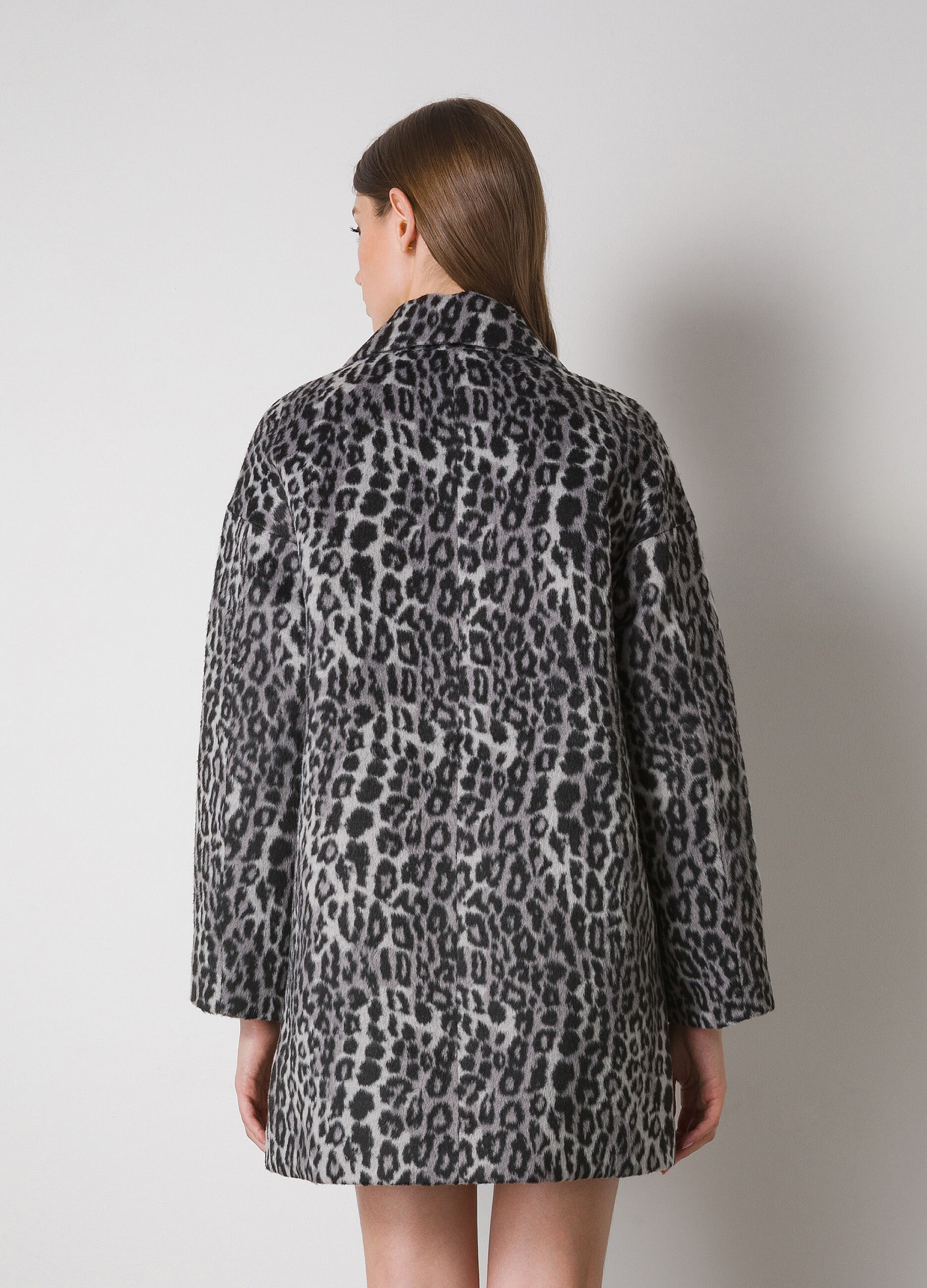 Wool blend coat with animal print_1