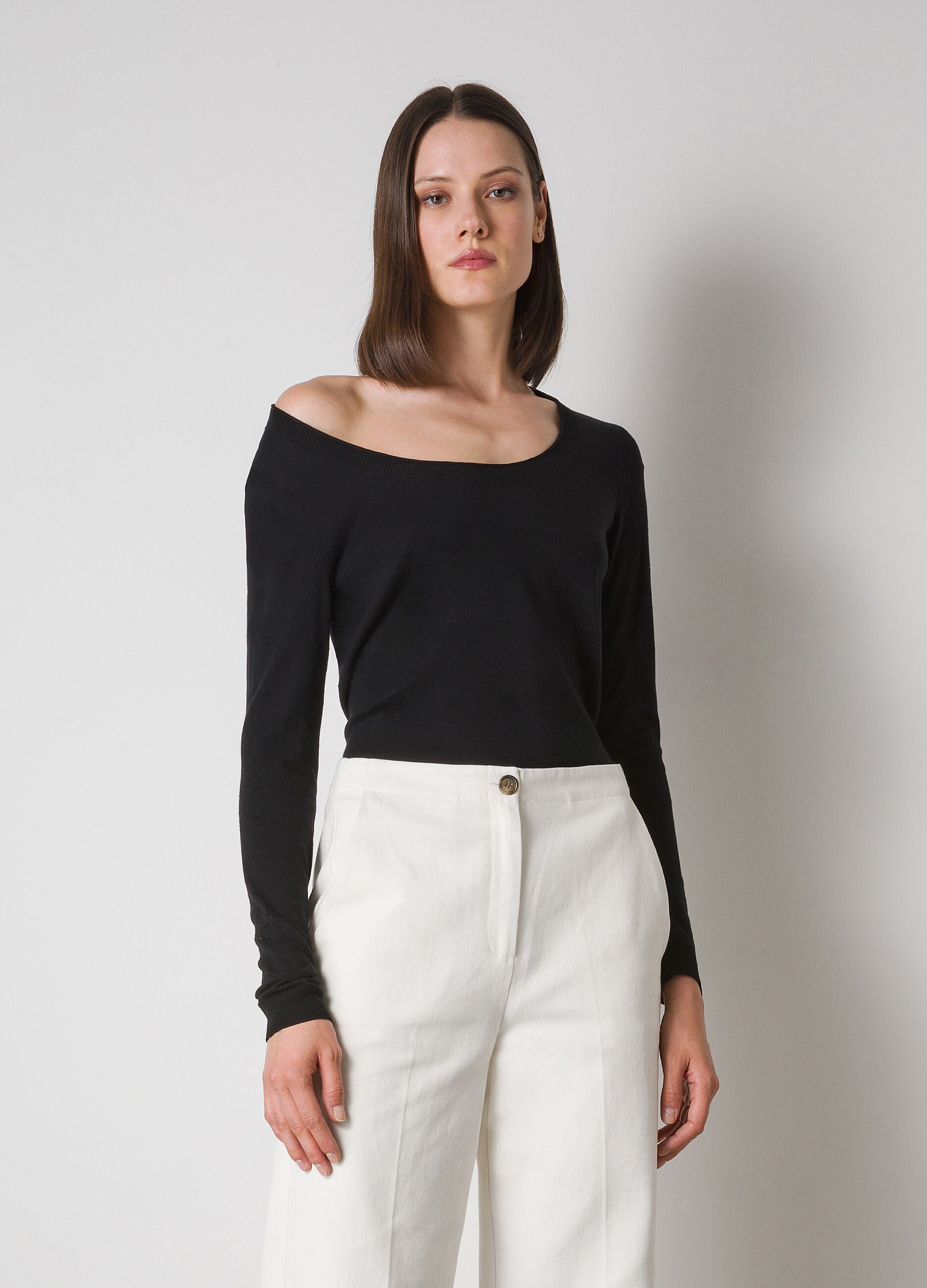 Round-neck silk-blend tricot_0