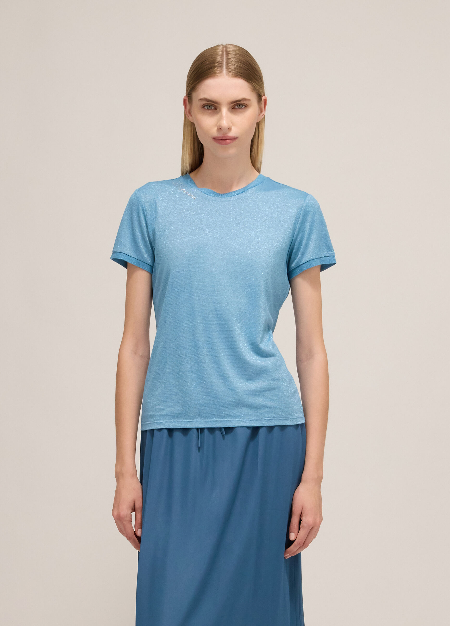 Short-sleeved T-shirt in viscose blend
