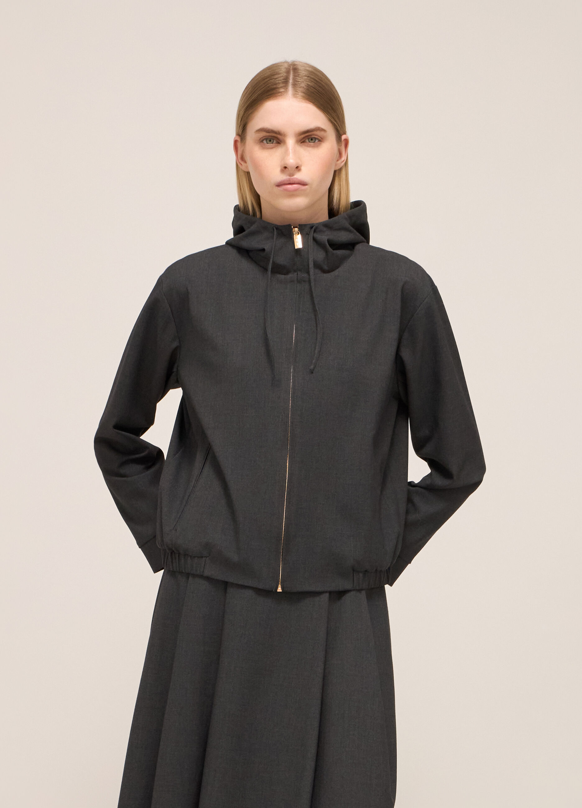 Bomber jacket with zip and hood