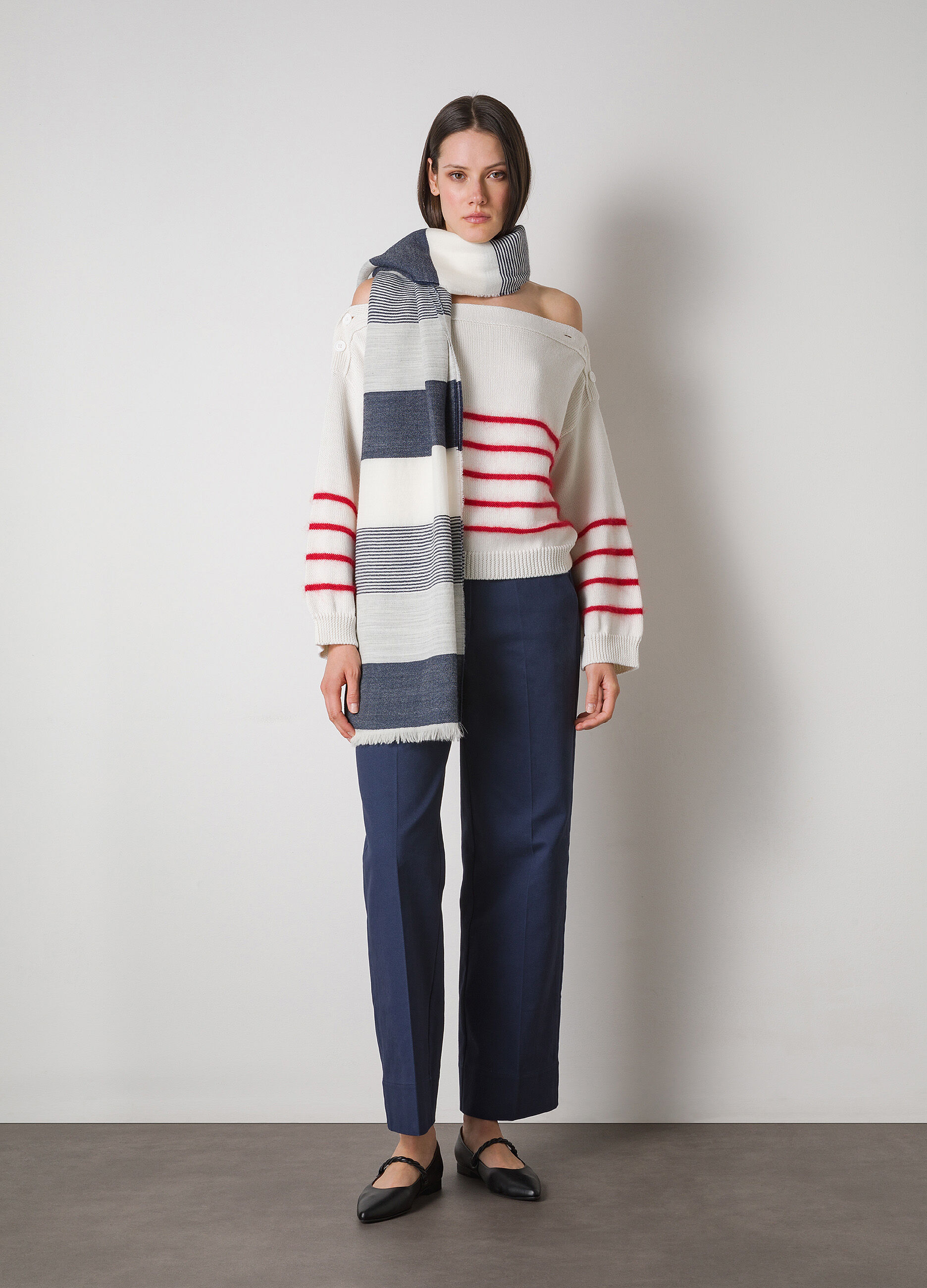 Striped pullover in virgin wool blend_0
