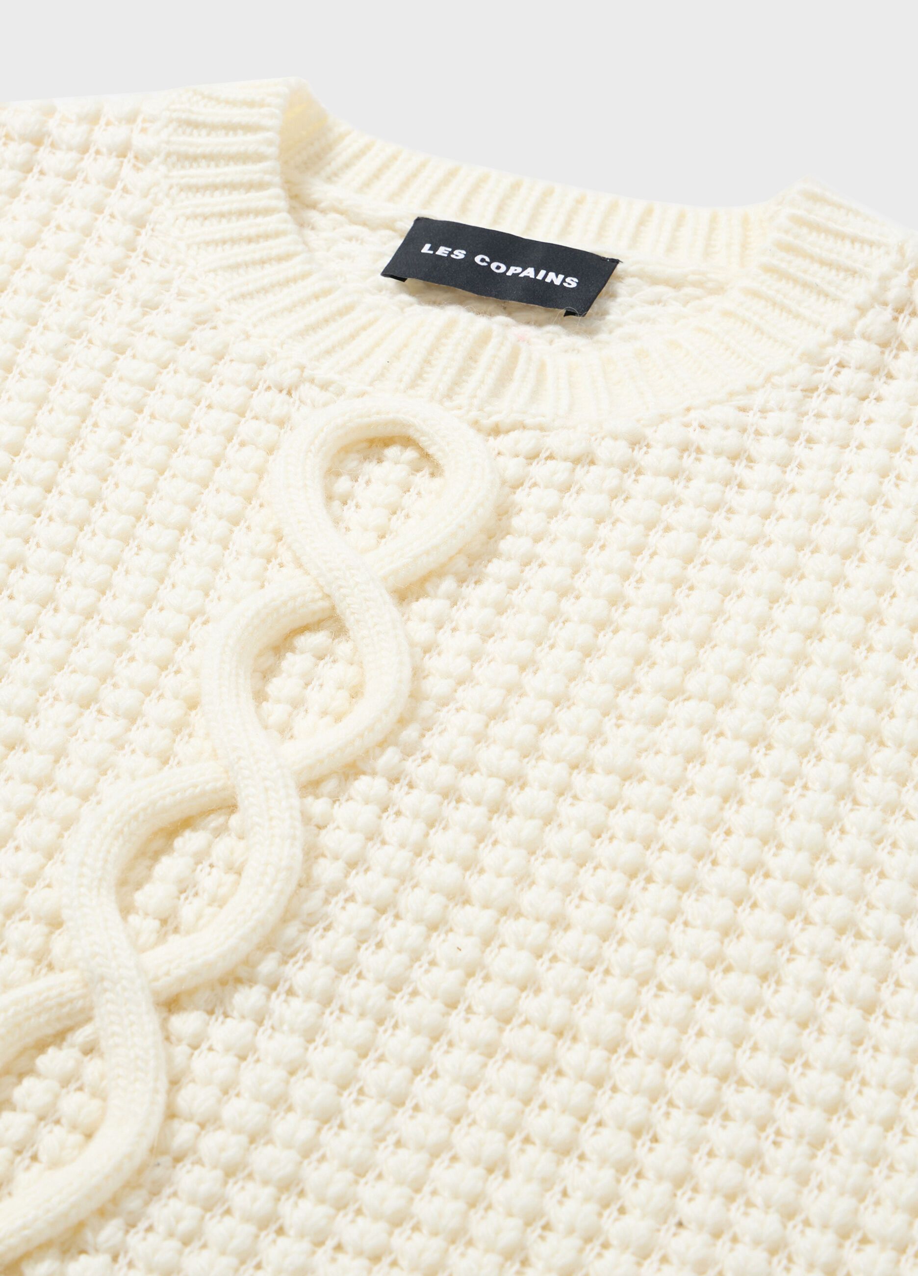 Knitted sweater with round neck in alpaca and wool blend