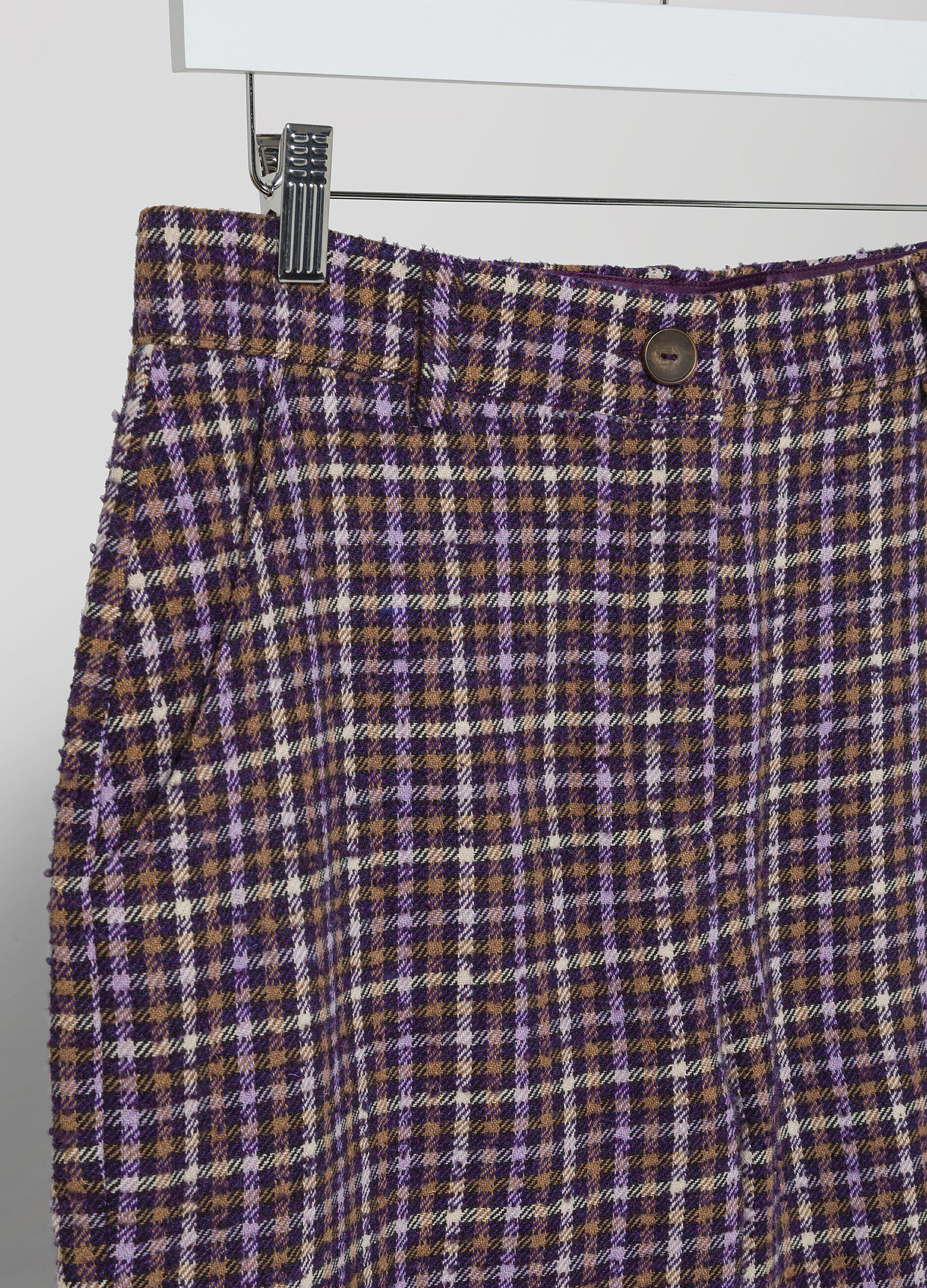 Pantalon à carreaux en laine mélangée_6