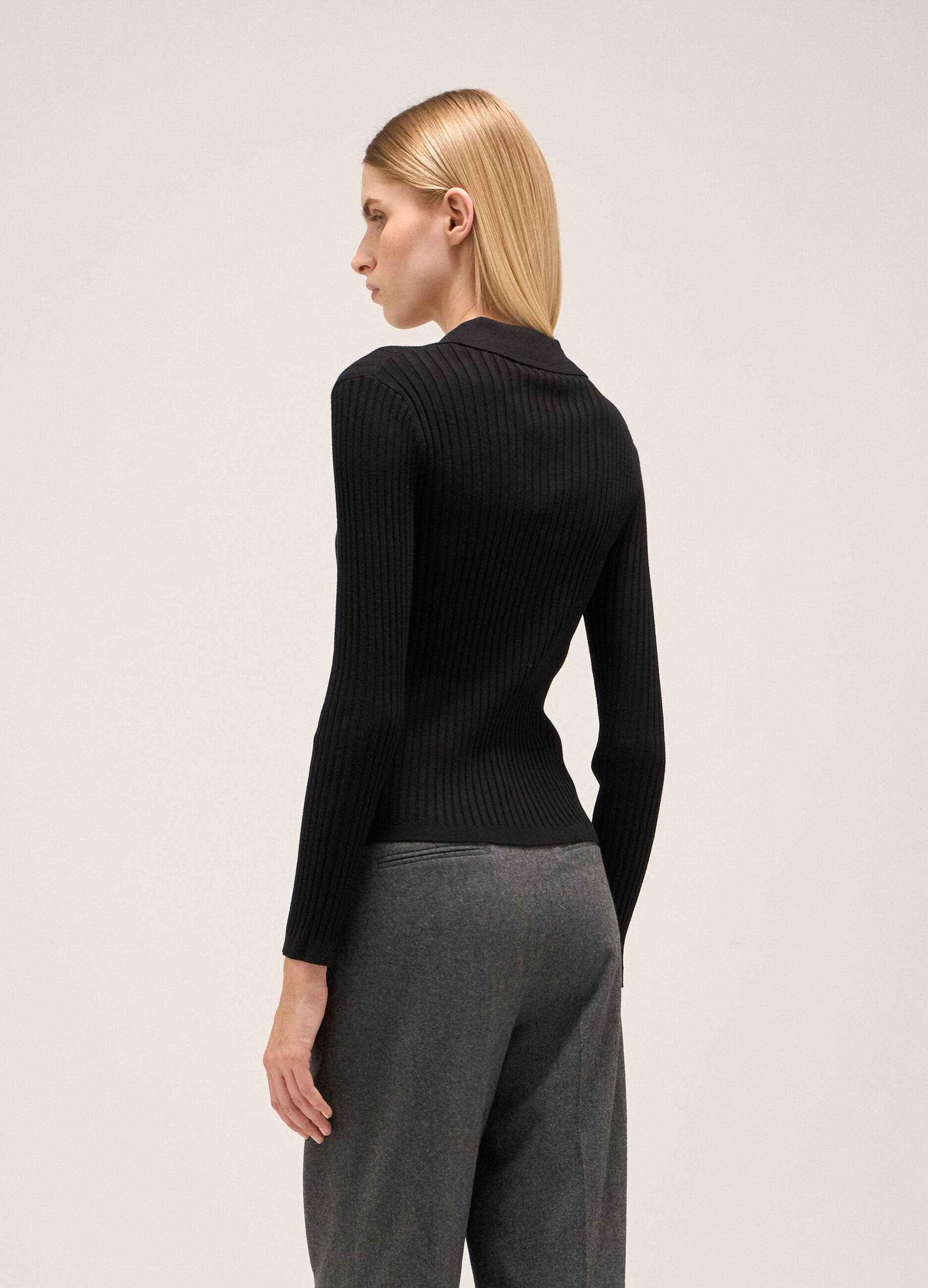 Polo shirt in ribbed viscose