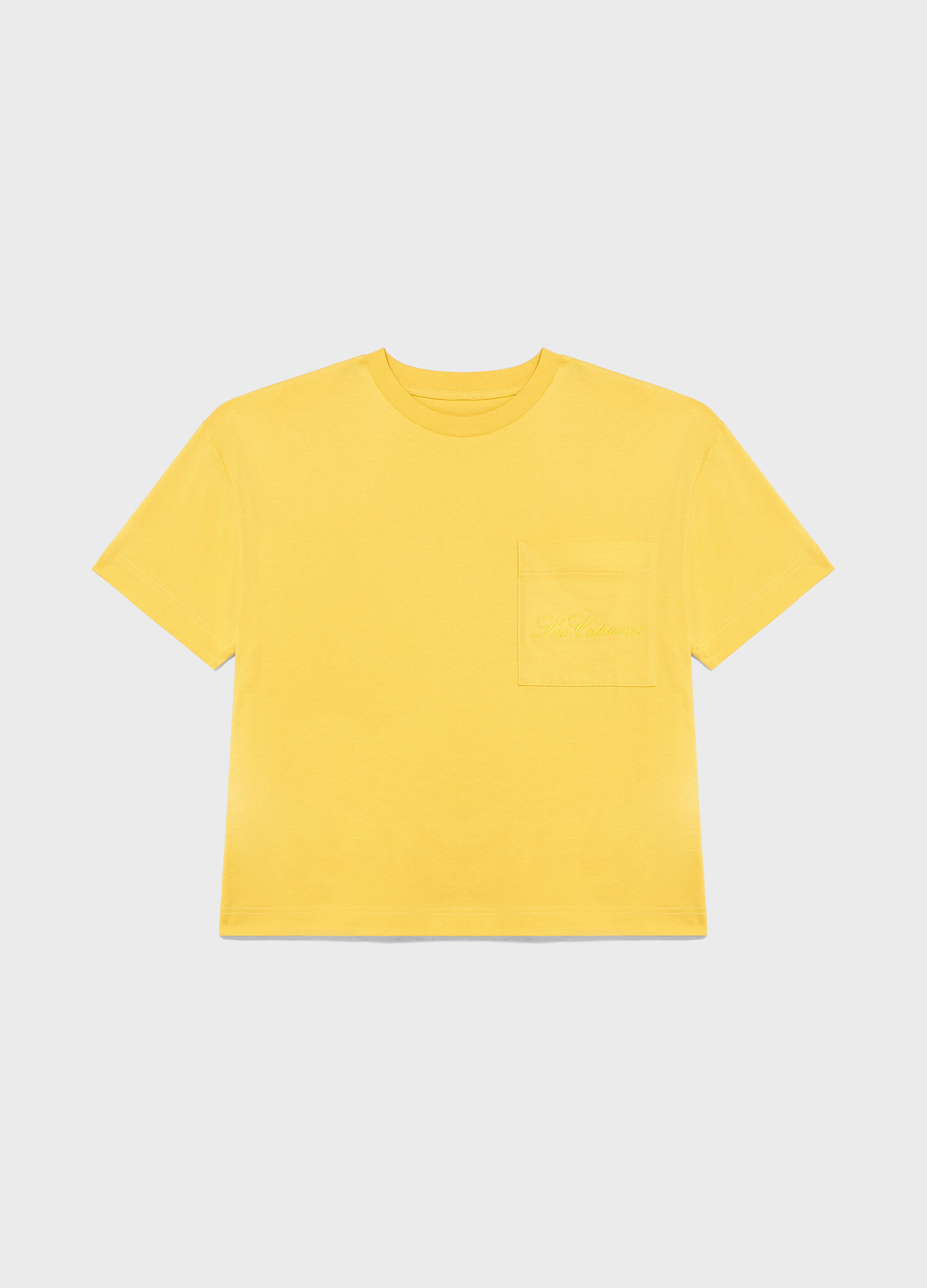 Yellow pure cotton logo T-shirt_4