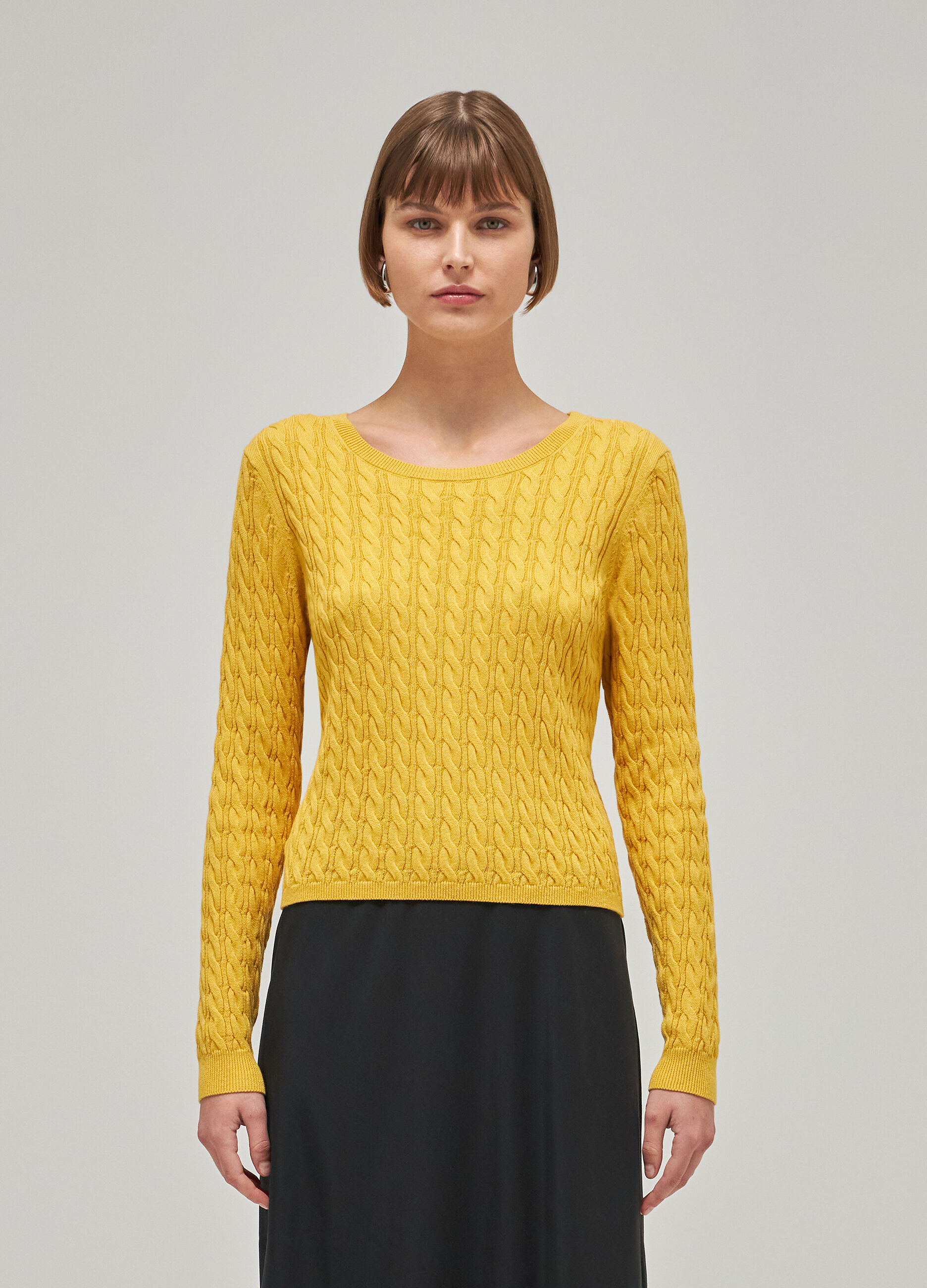 Yellow cotton and silk tricot sweater_1