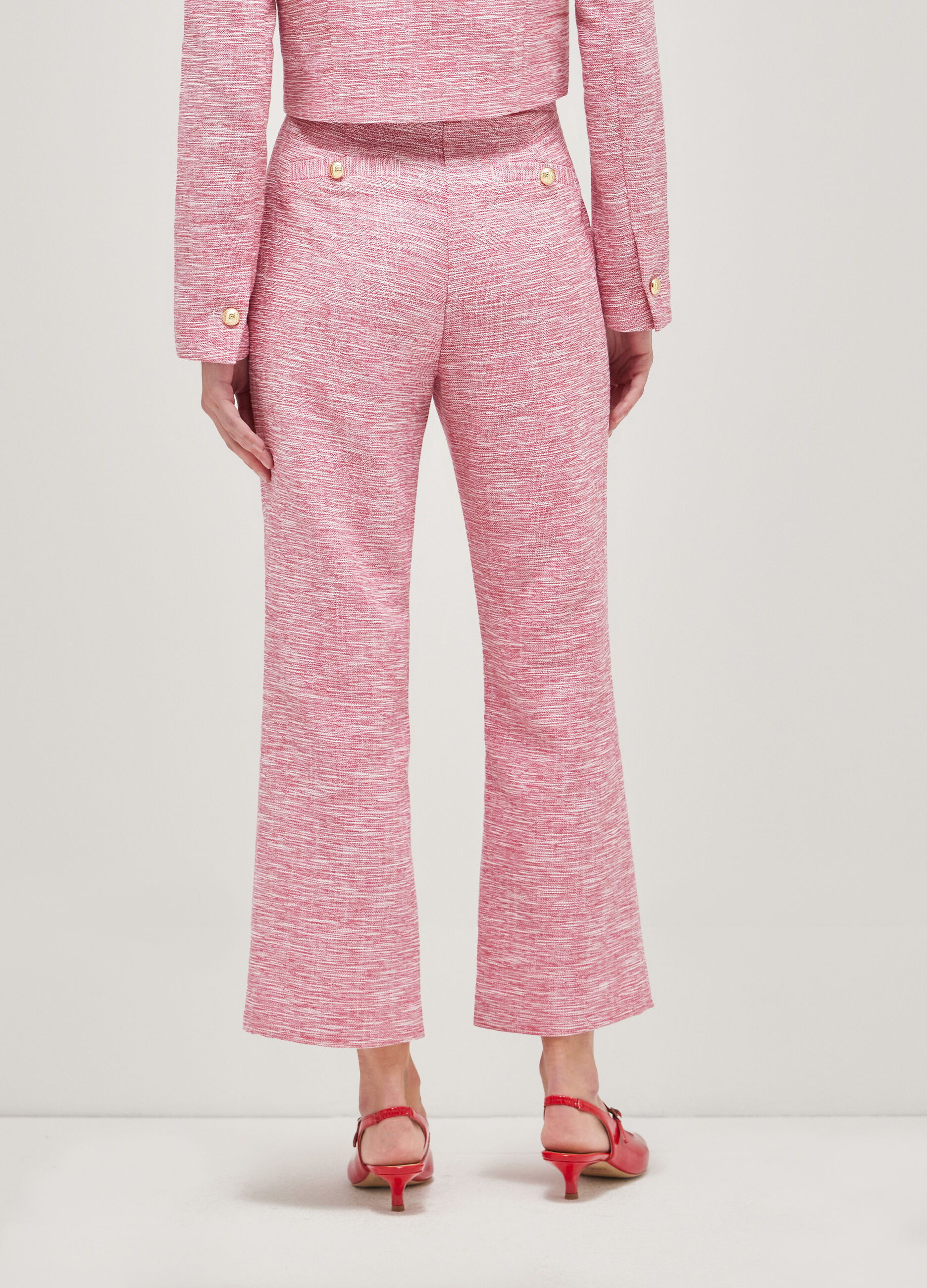Flared fit trousers with tweed effect