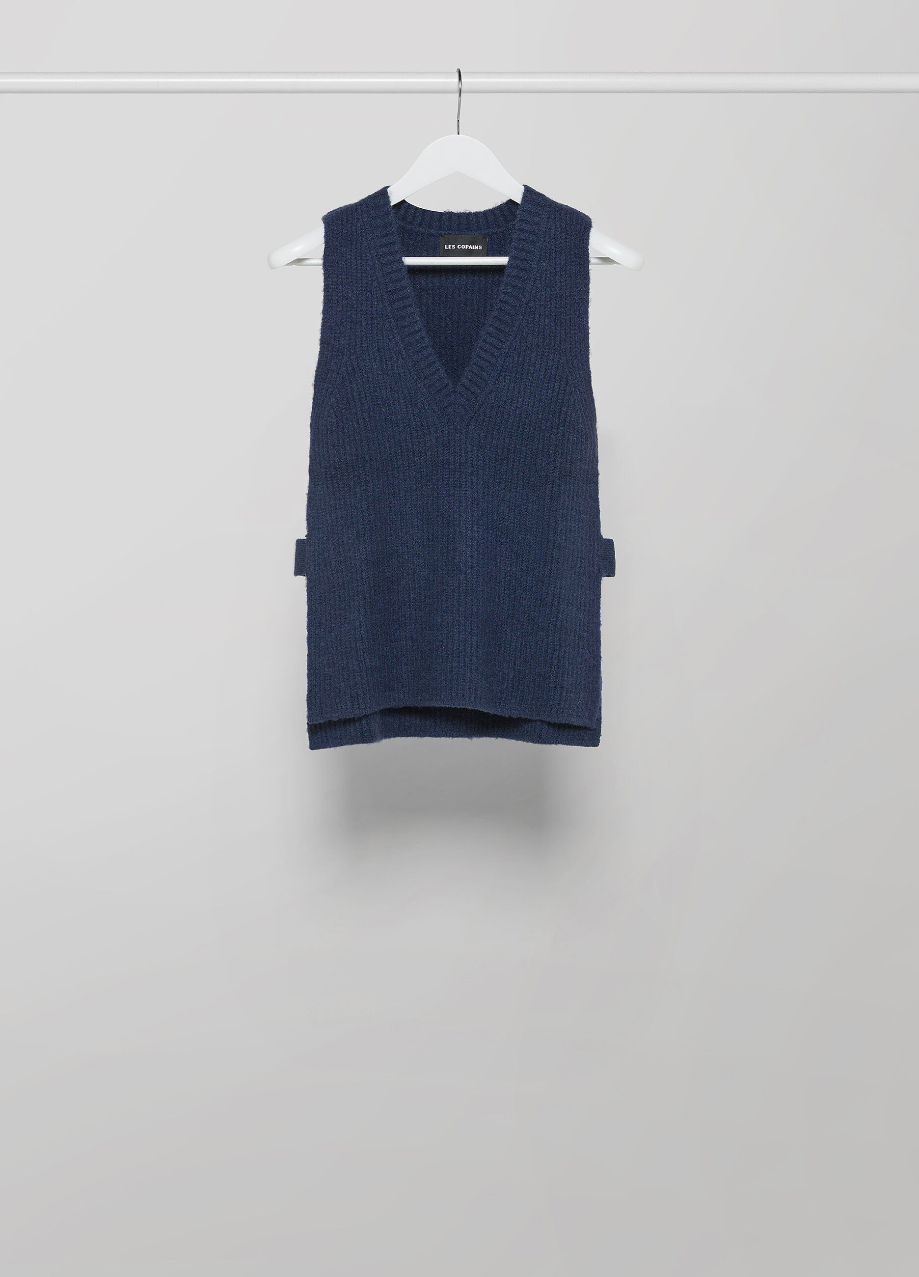 Wool-blend tricot waistcoat with side slits_4