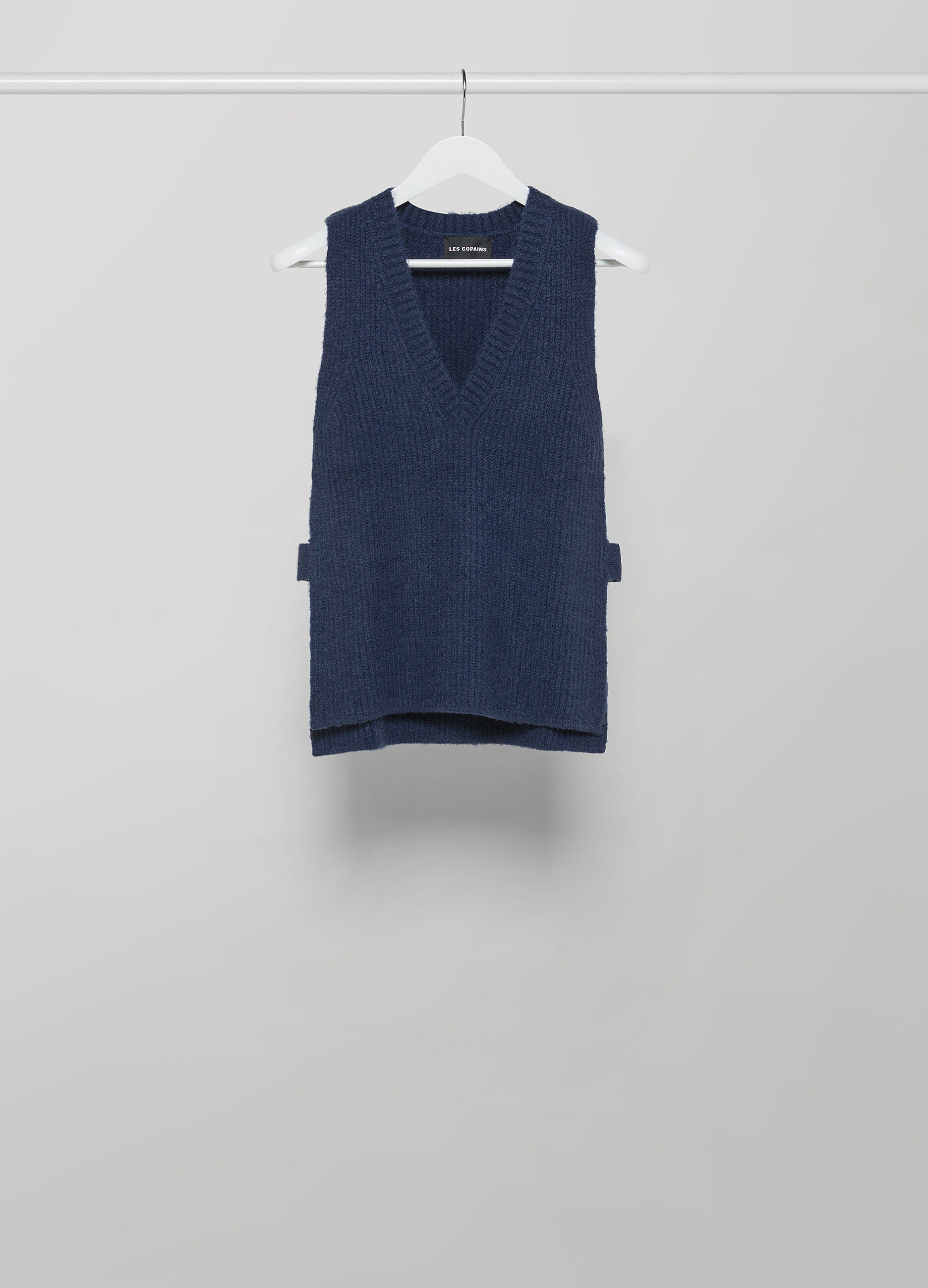 Wool-blend tricot waistcoat with side slits