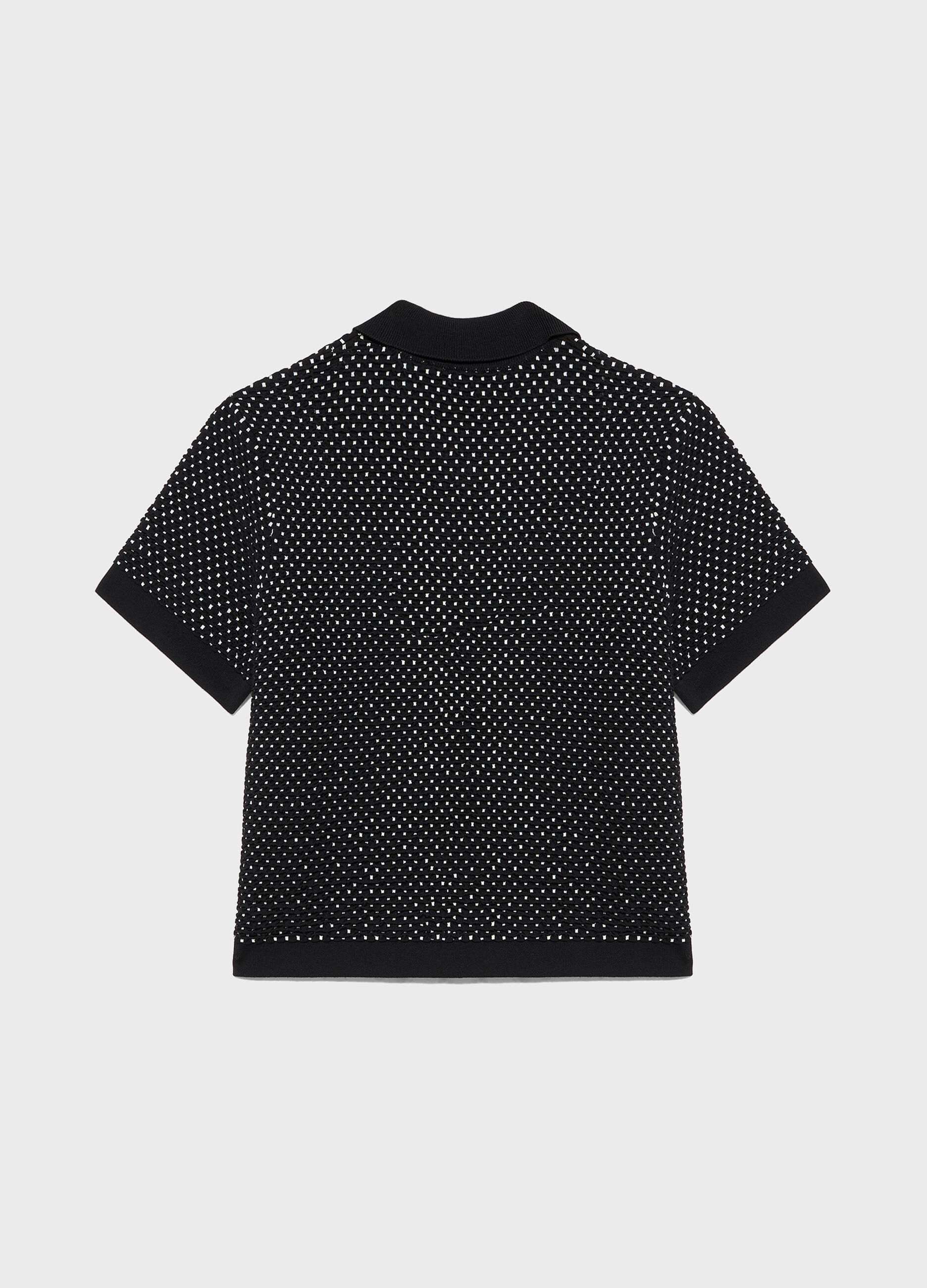 Jacquard knit tricot t-shirt with short sleeves