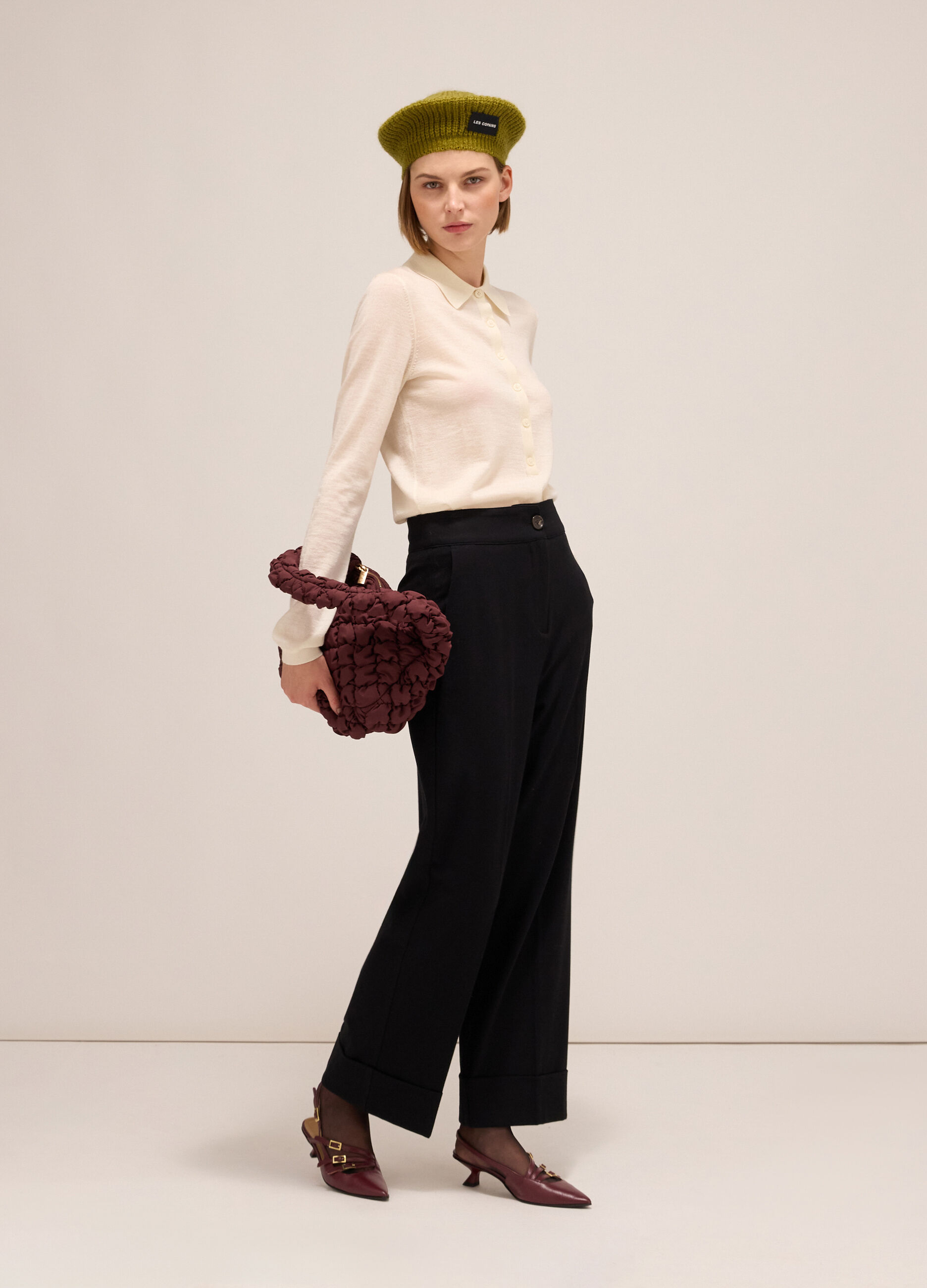 Pantaloni straight fit con risvolto
