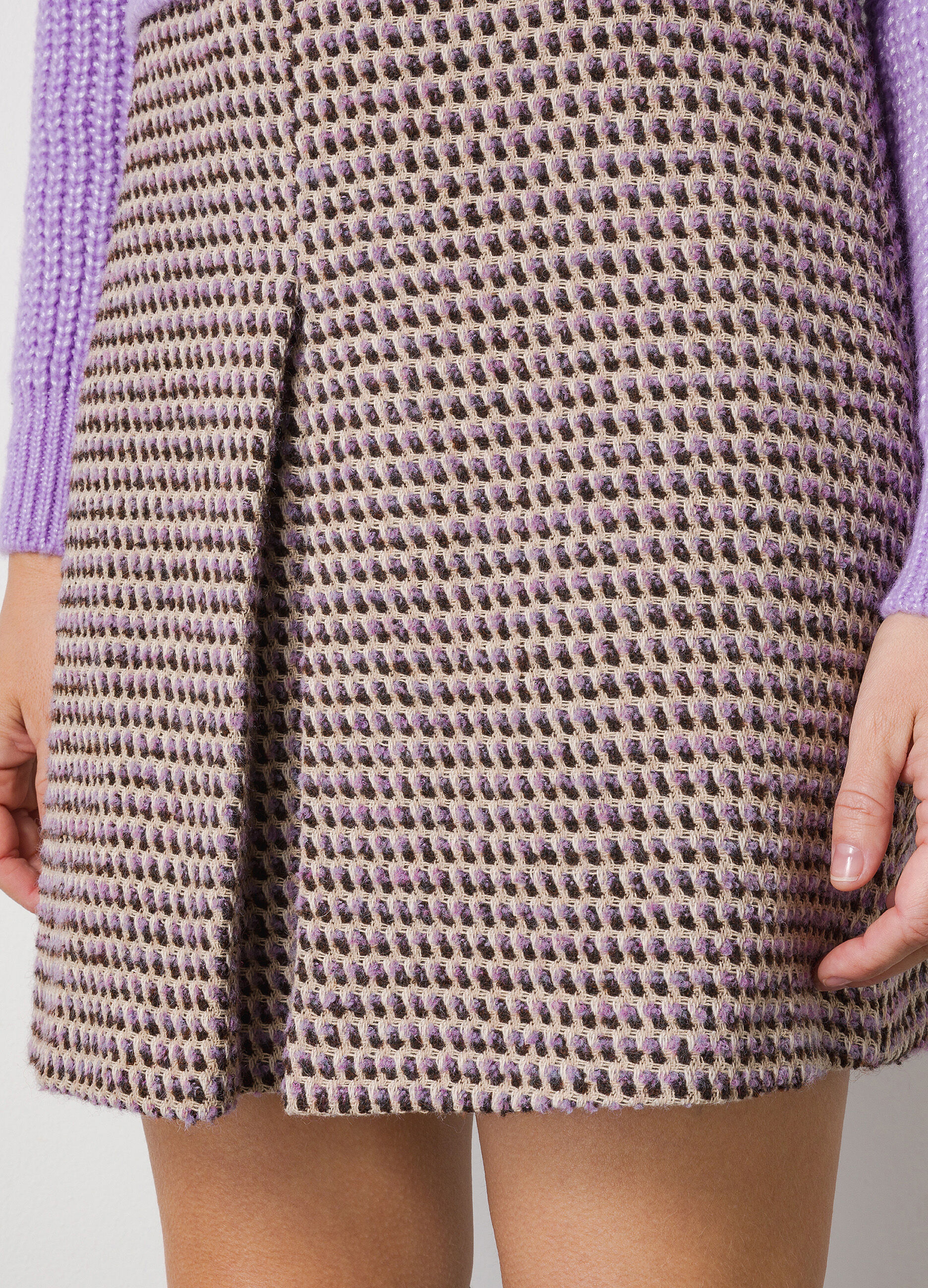 Mini-jupe violet lilas multicolore en laine mélangée_2