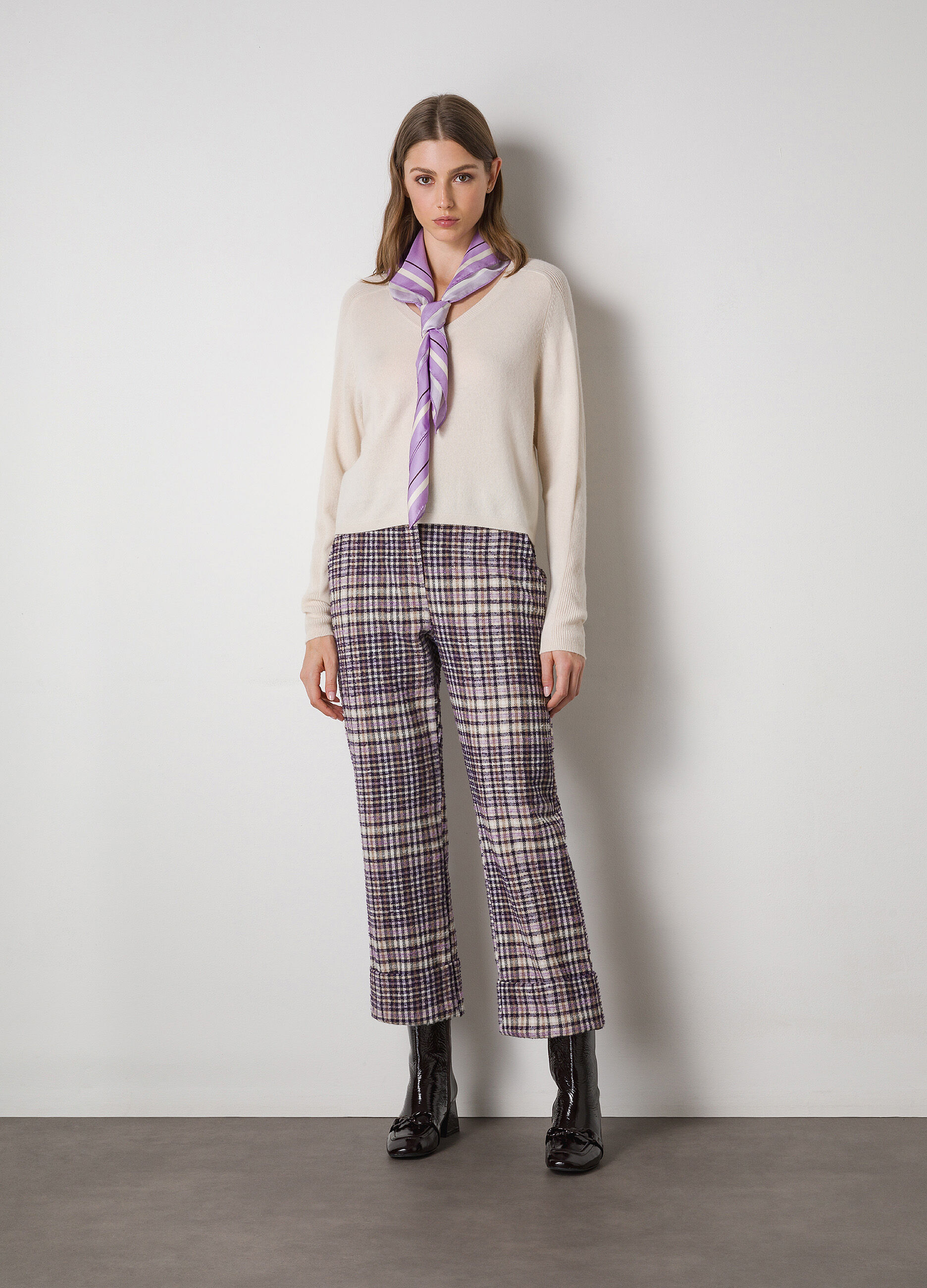 White cashmere blend tricot sweater
