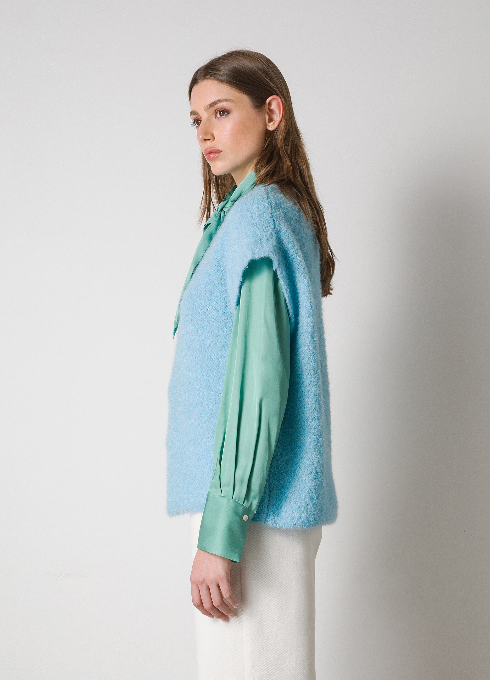 Mohair wool blend tricot waistcoat