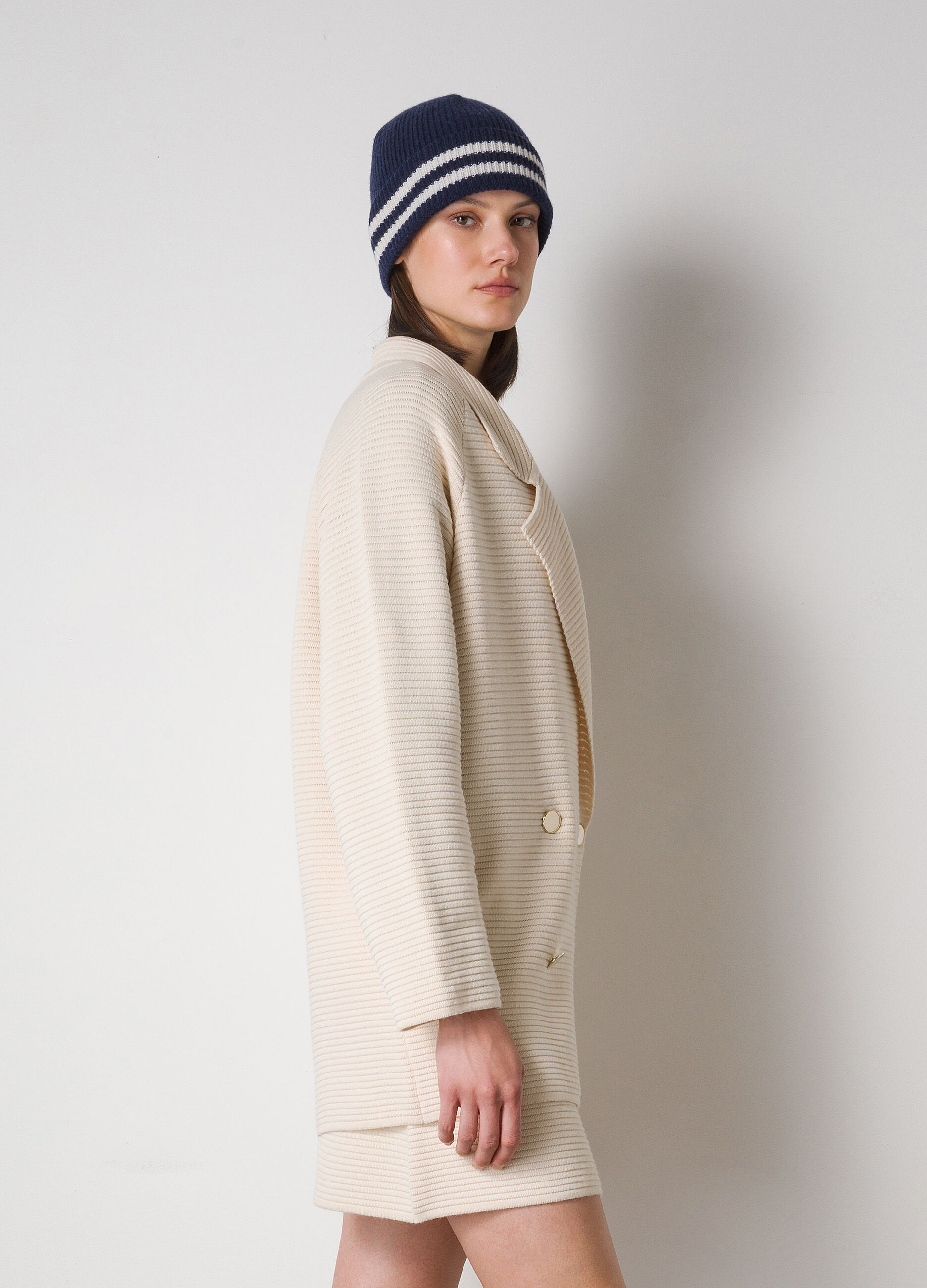 Merino wool blend tricot blazer