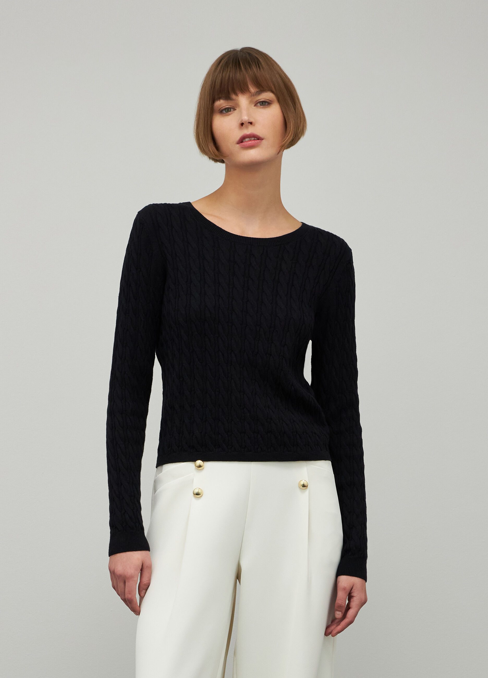 Black cotton and silk tricot sweater_1