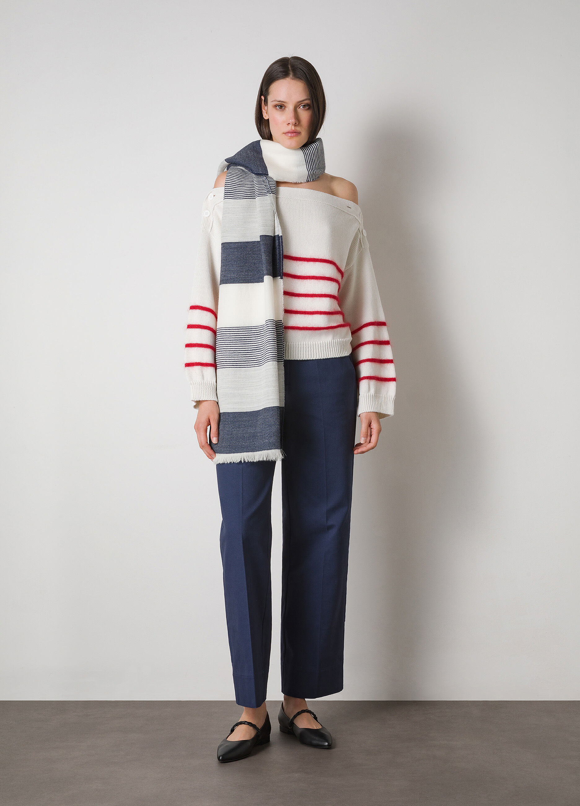 Wool-blend striped scarf