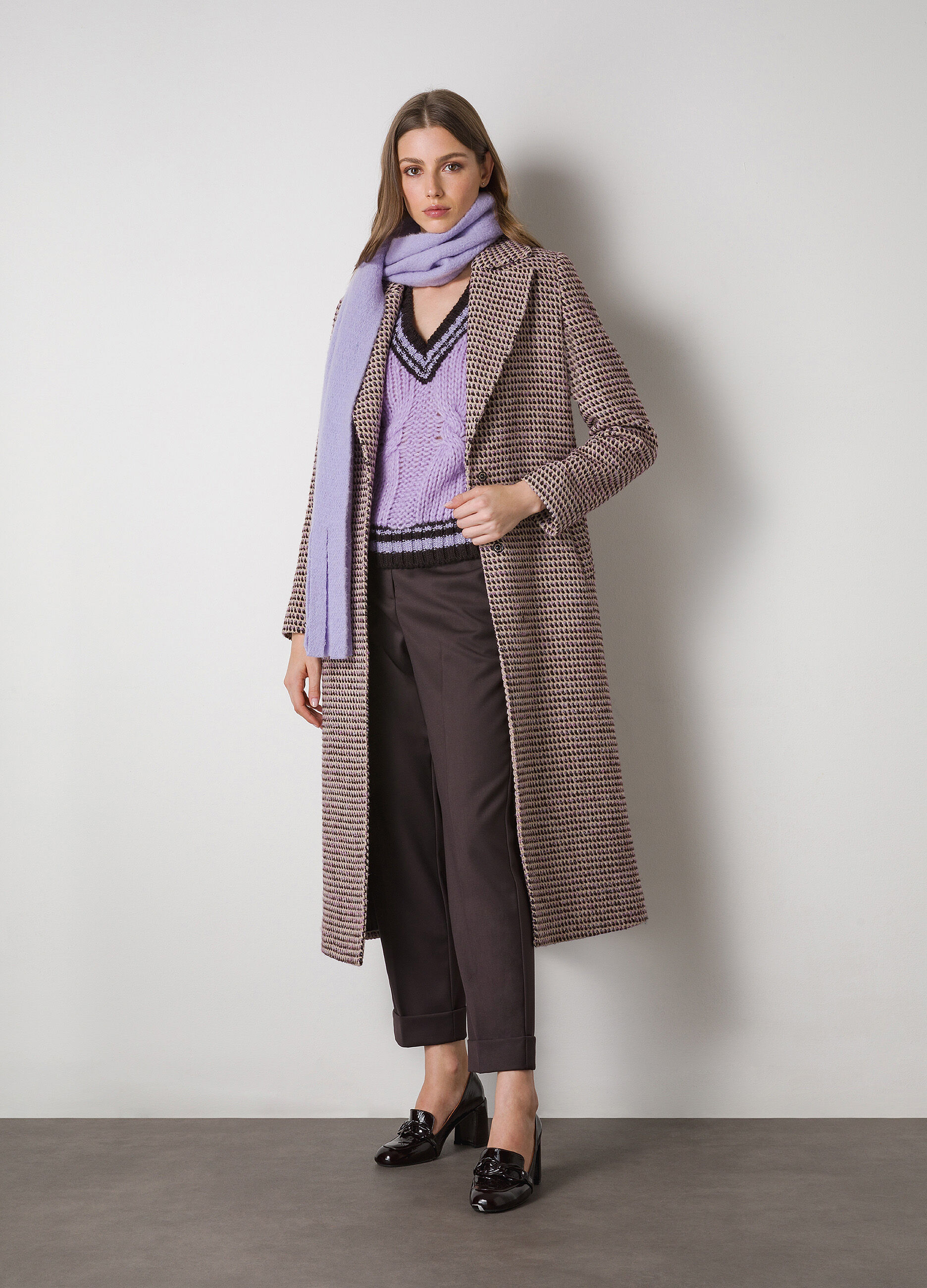 Wool-blend long coat