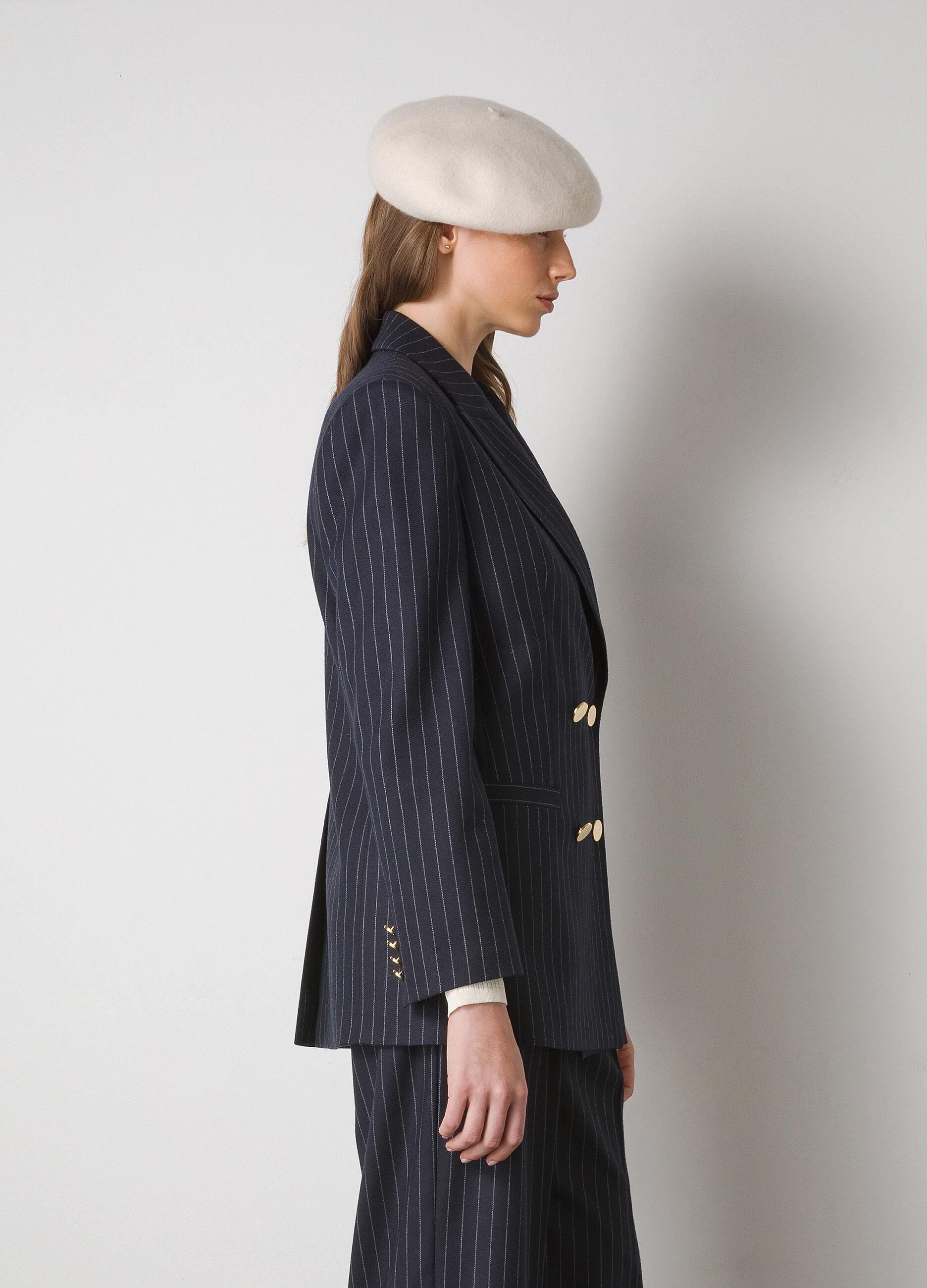 Double-breasted pinstripe blazer