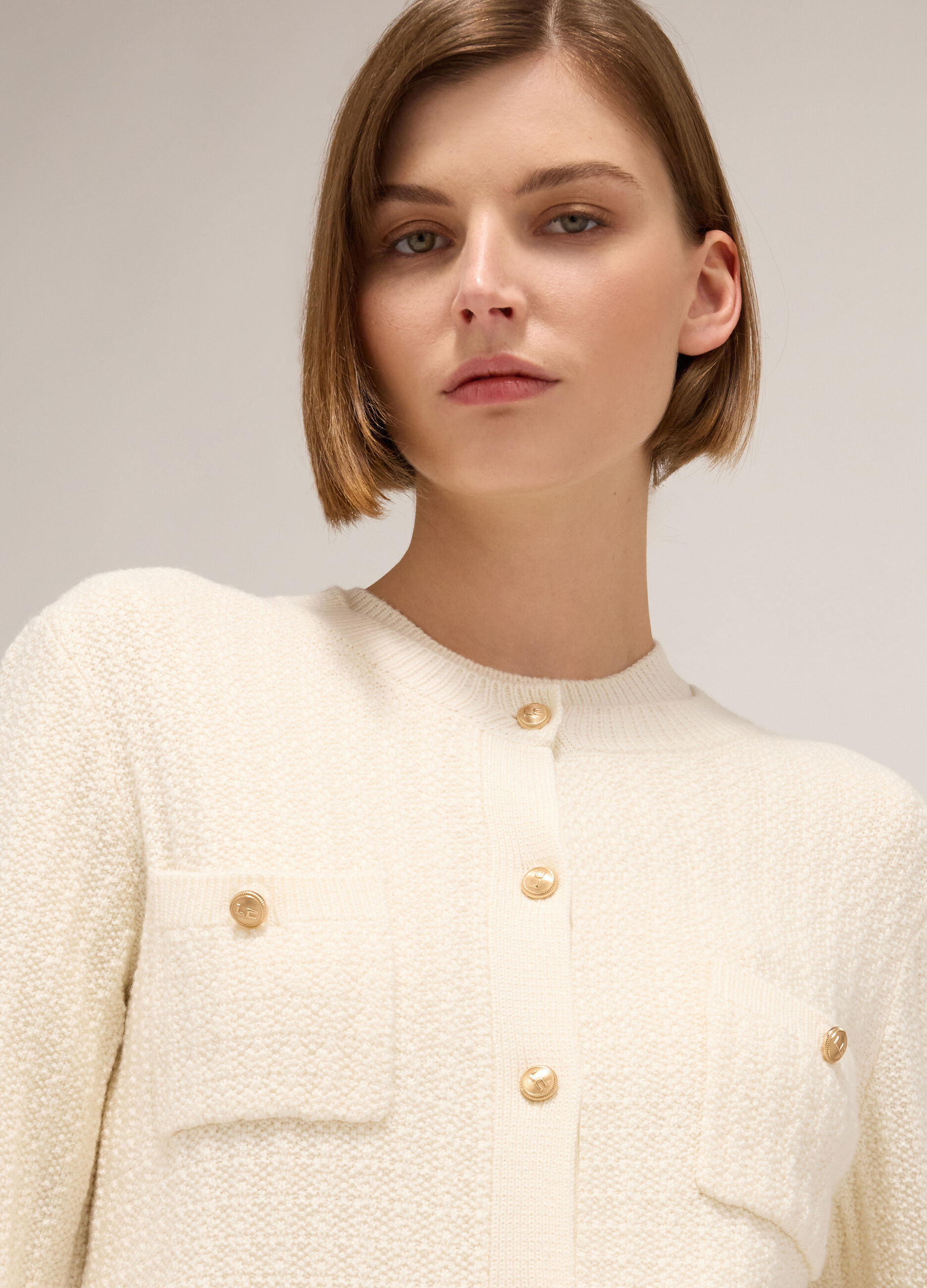Bouclé-effect knitted cardigan