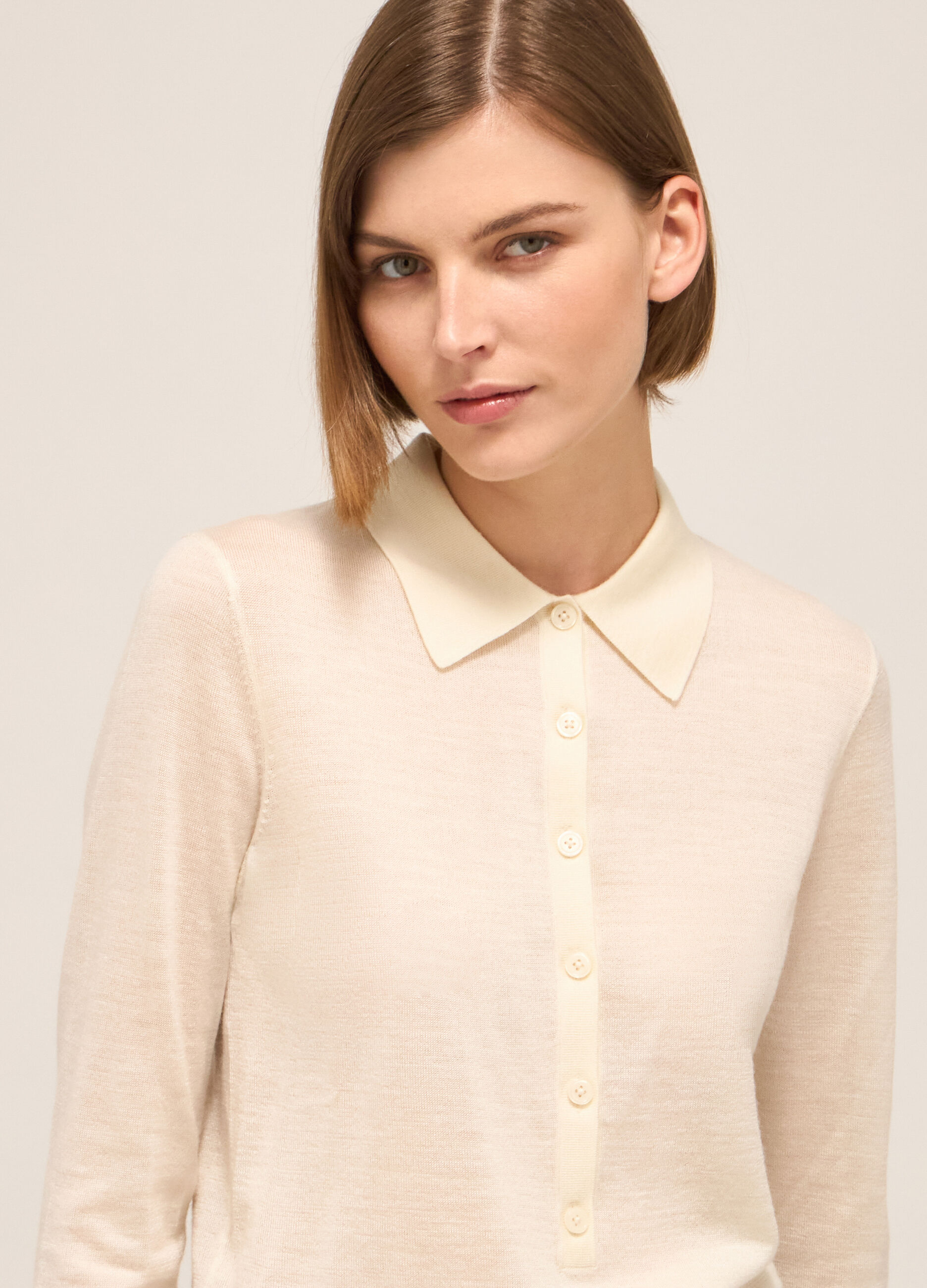 Polo neck with long sleeves in wool blend