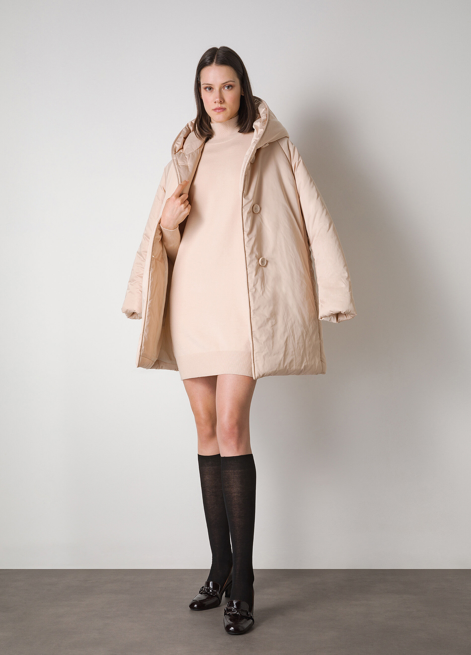 Short tricot turtleneck dress 