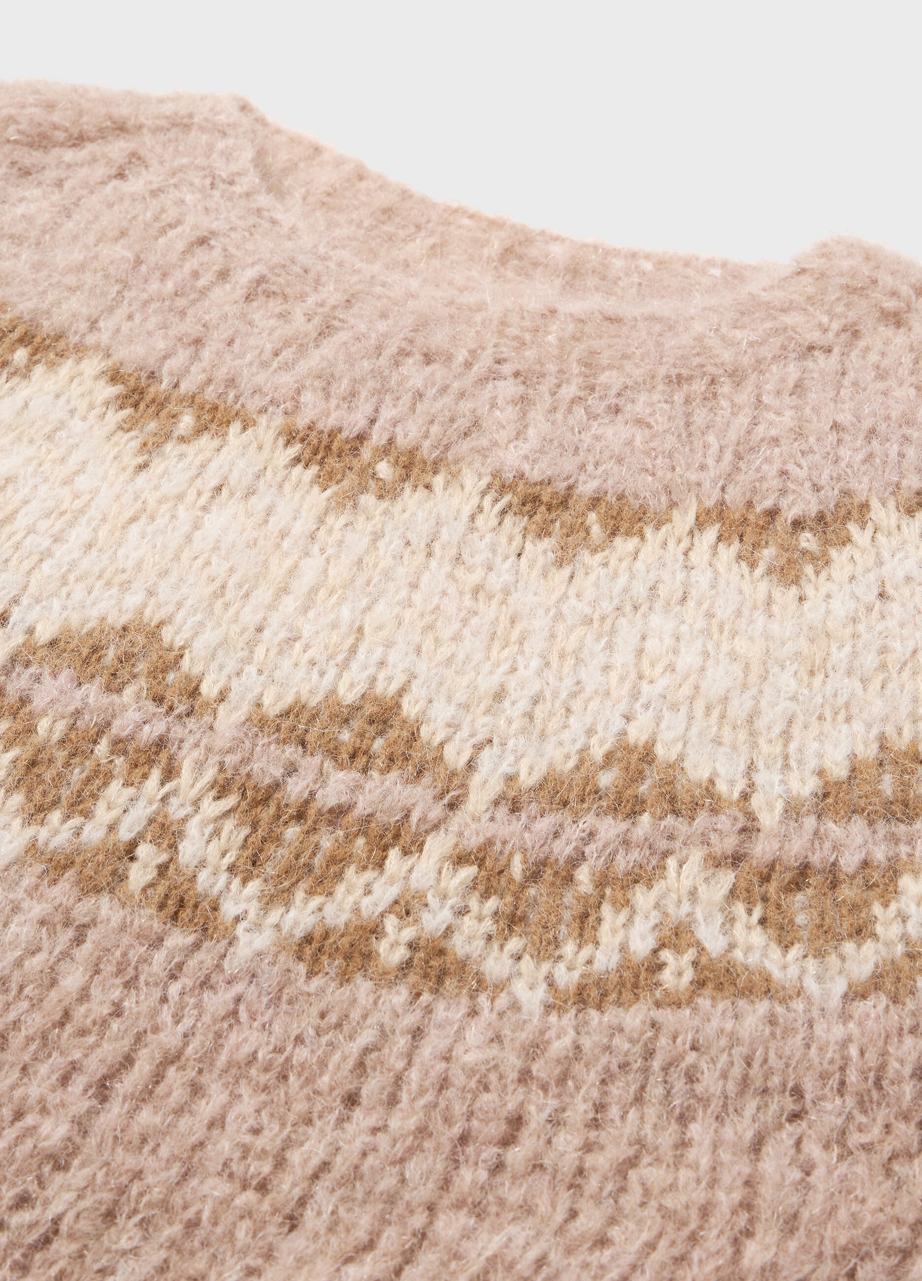 Pull ras-du-cou avec motif jacquard mélangé mohair et alpaga