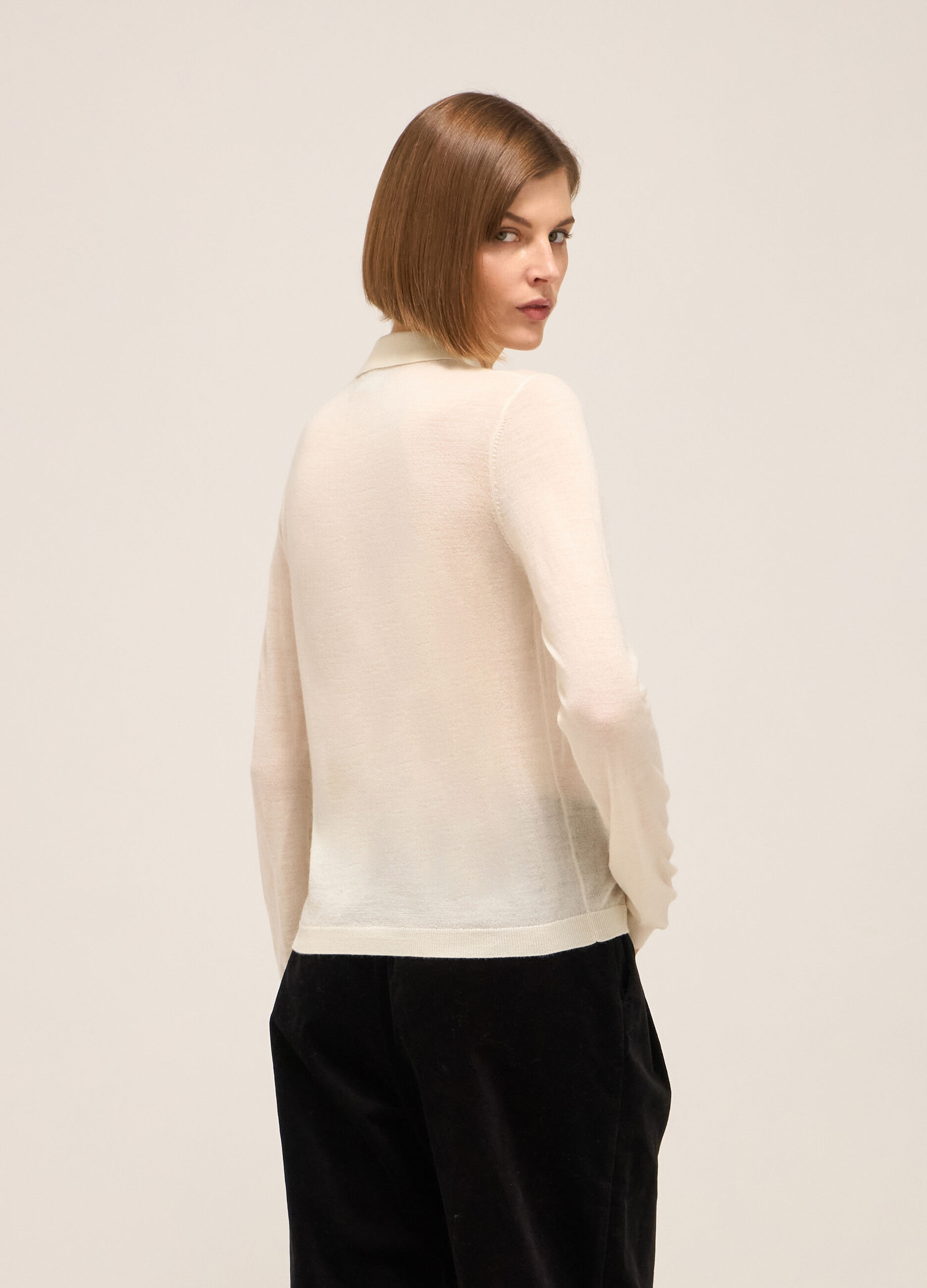 Polo neck with long sleeves in wool blend