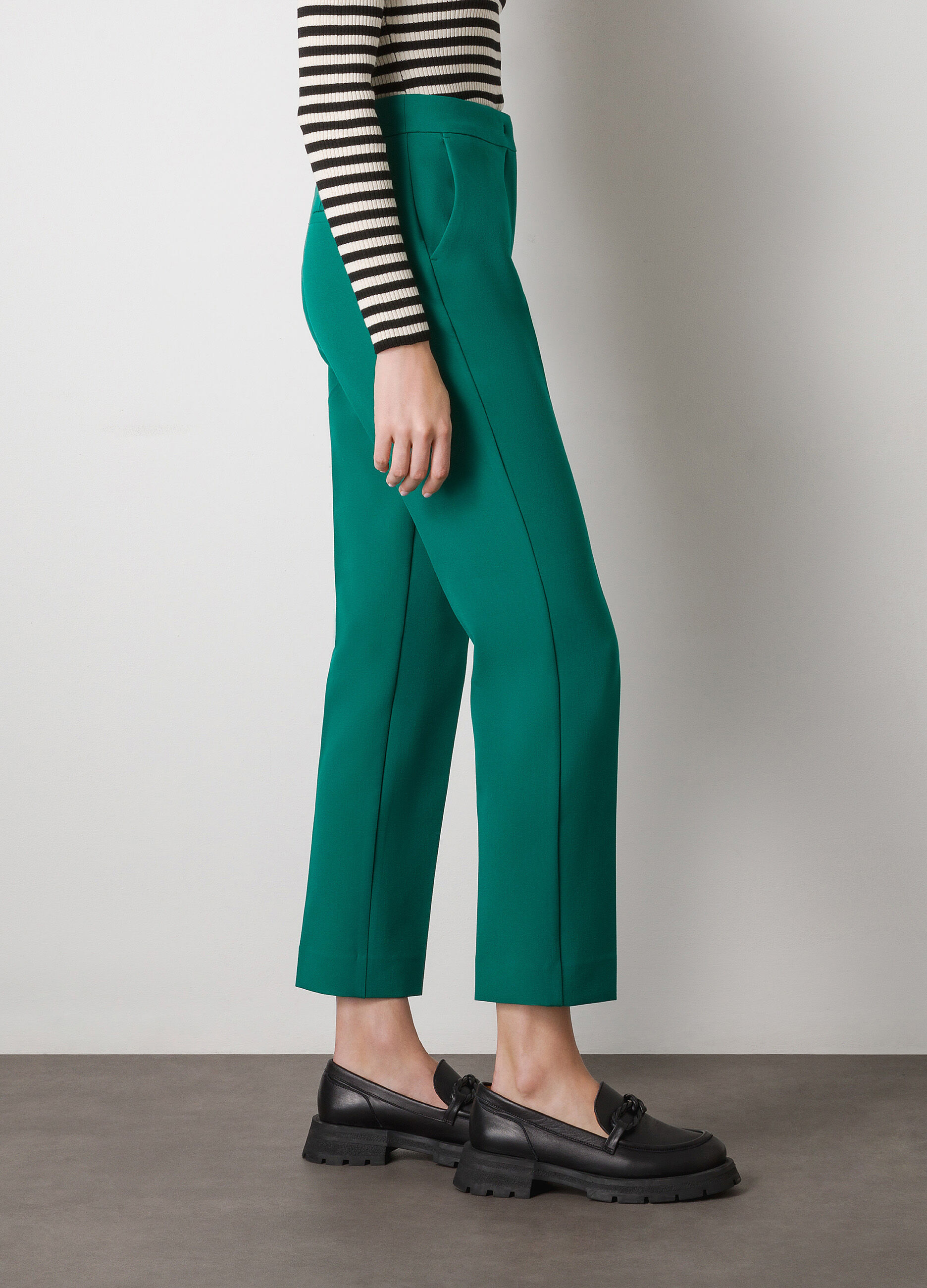 High-waisted stretch fabric trousers_2