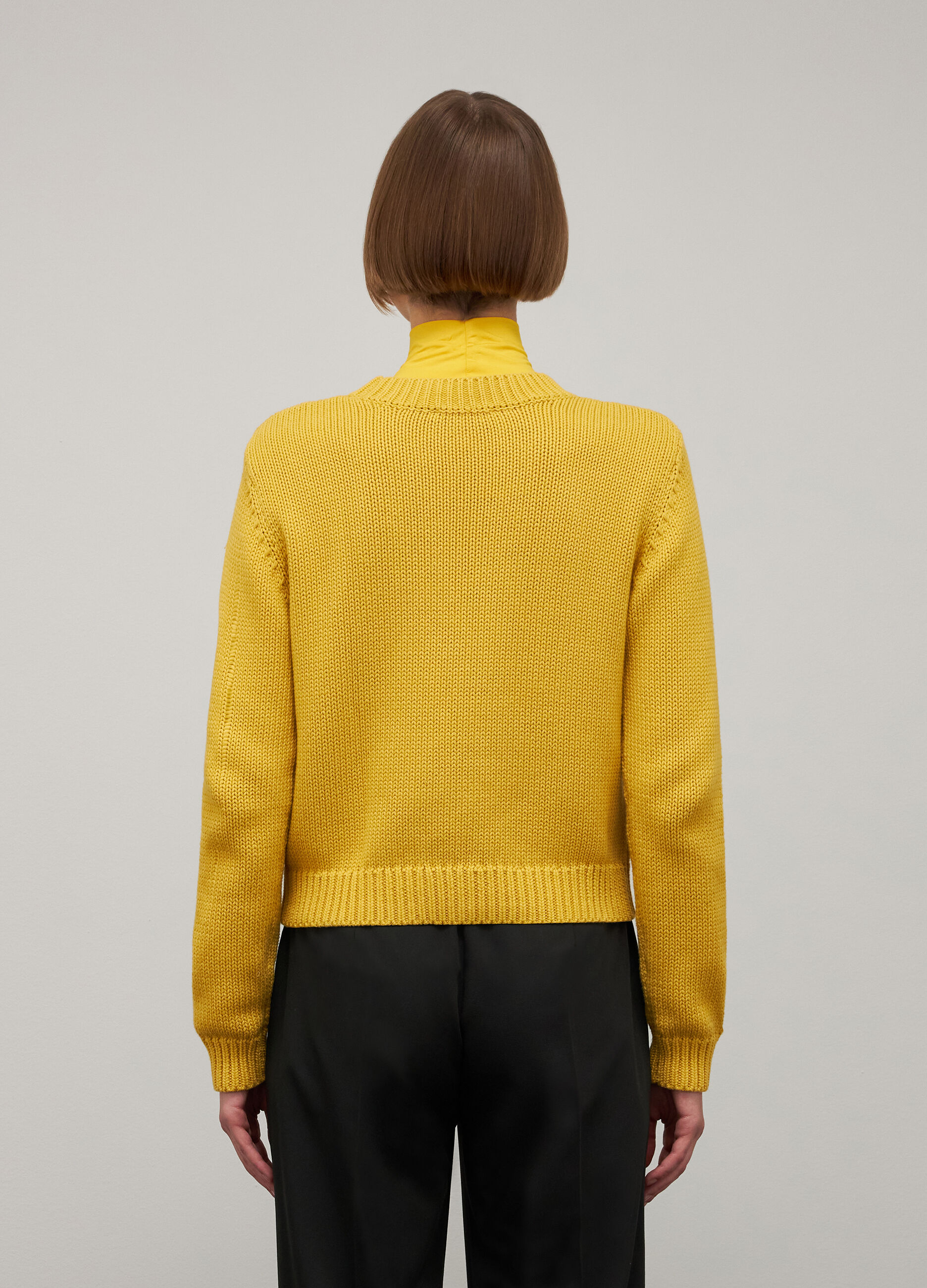 Yellow pure cotton tricot sweater_2