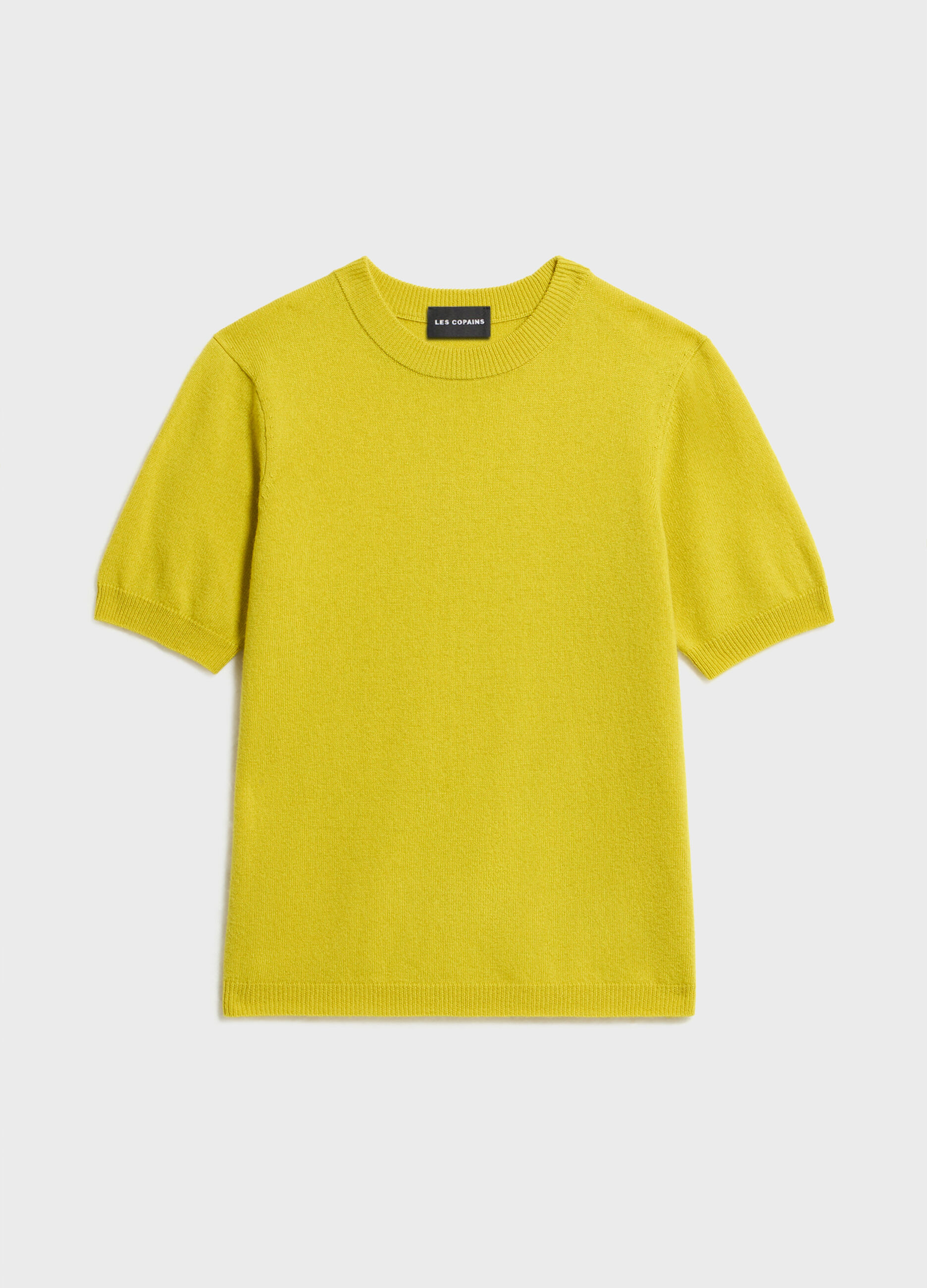 Knitted top with puff sleeves