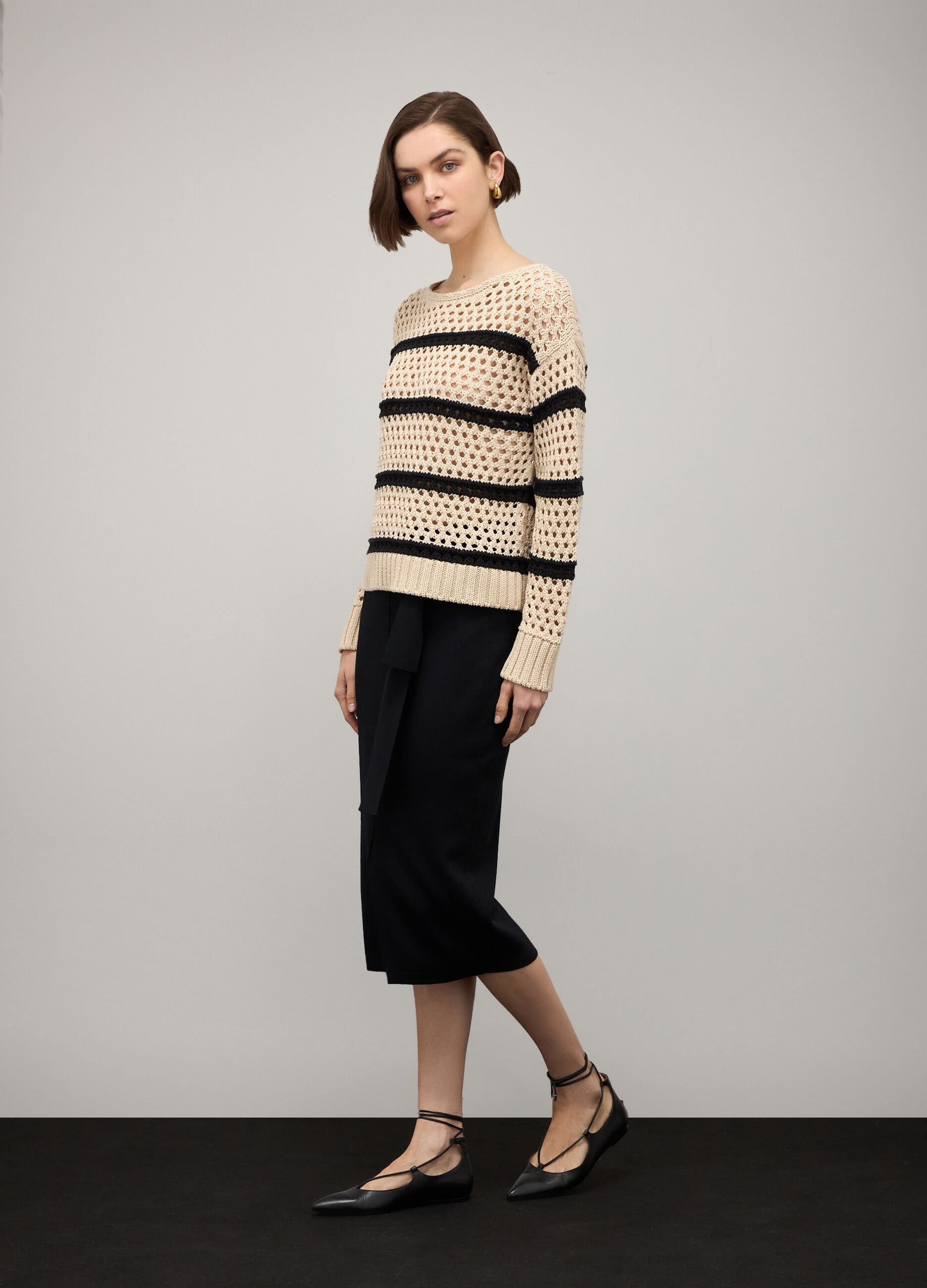 Striped cotton-blend tricot jumper_0