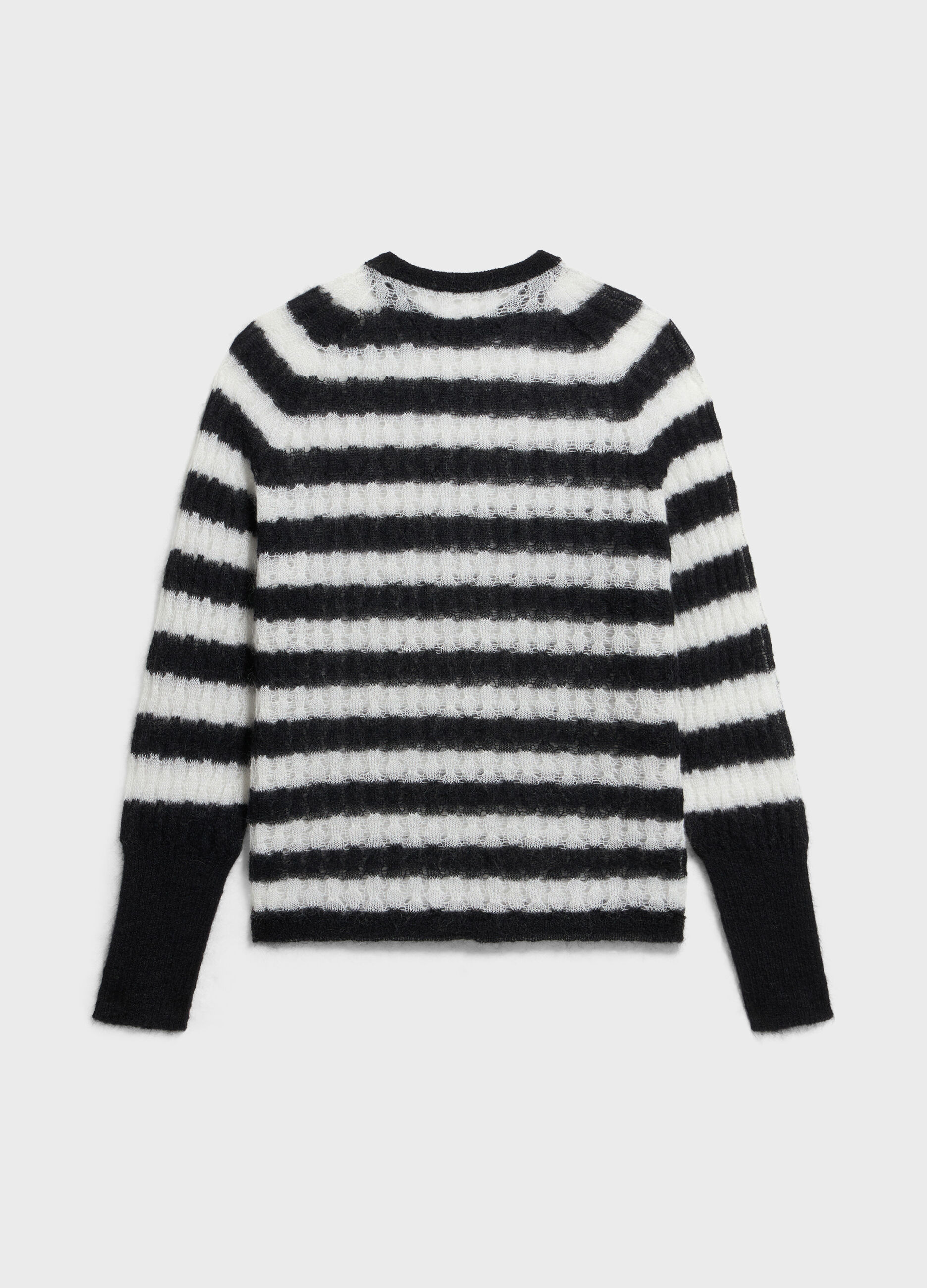 Striped crew-neck sweater in wool and mohair blend