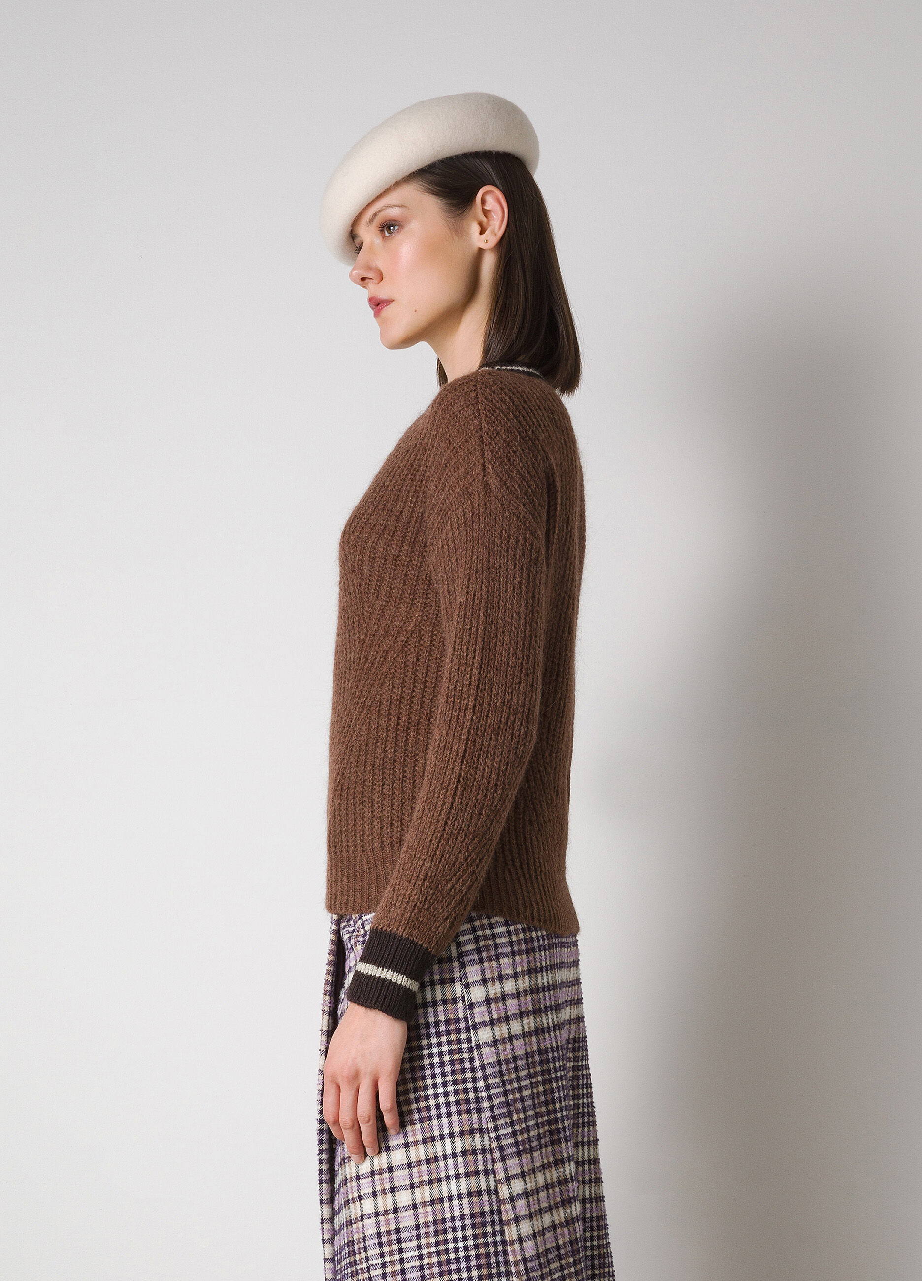 Pull en maille en laine et mohair mélangés