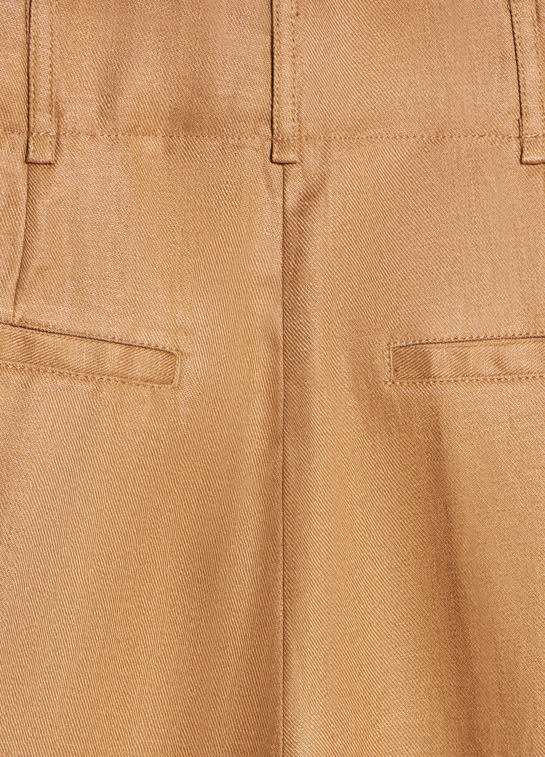 Ochre linen Bermuda shorts with pleats_7