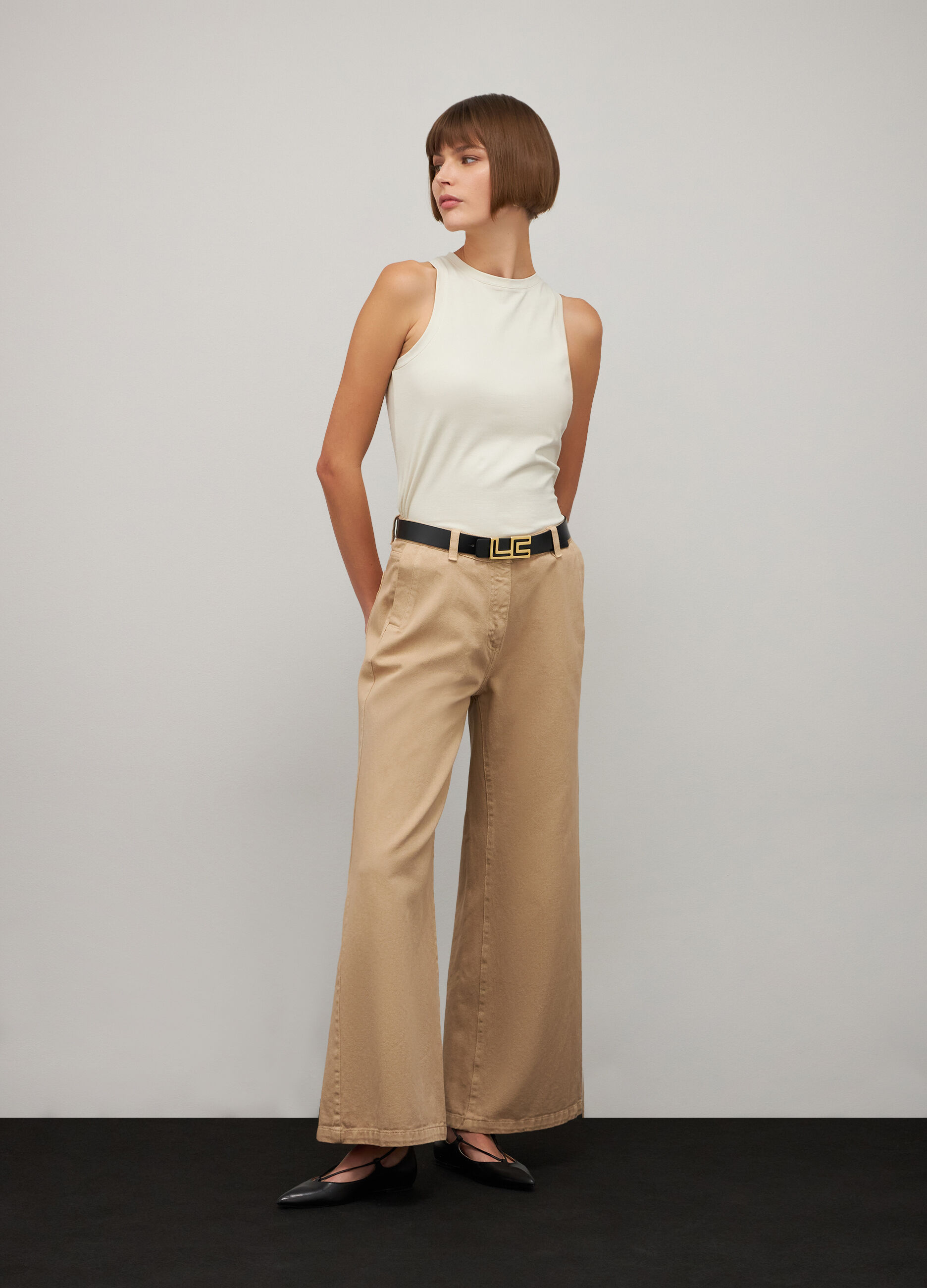 Wide trousers in pure cotton_0