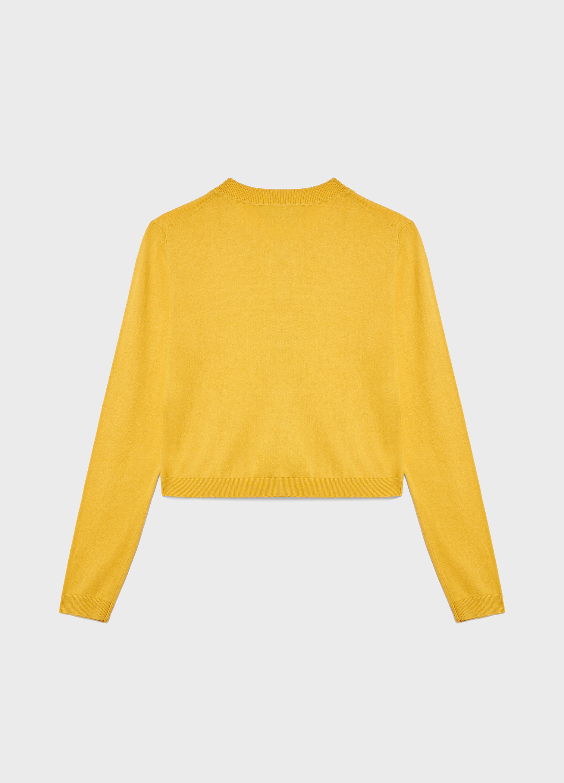 Yellow silk and cotton tricot cardigan_5