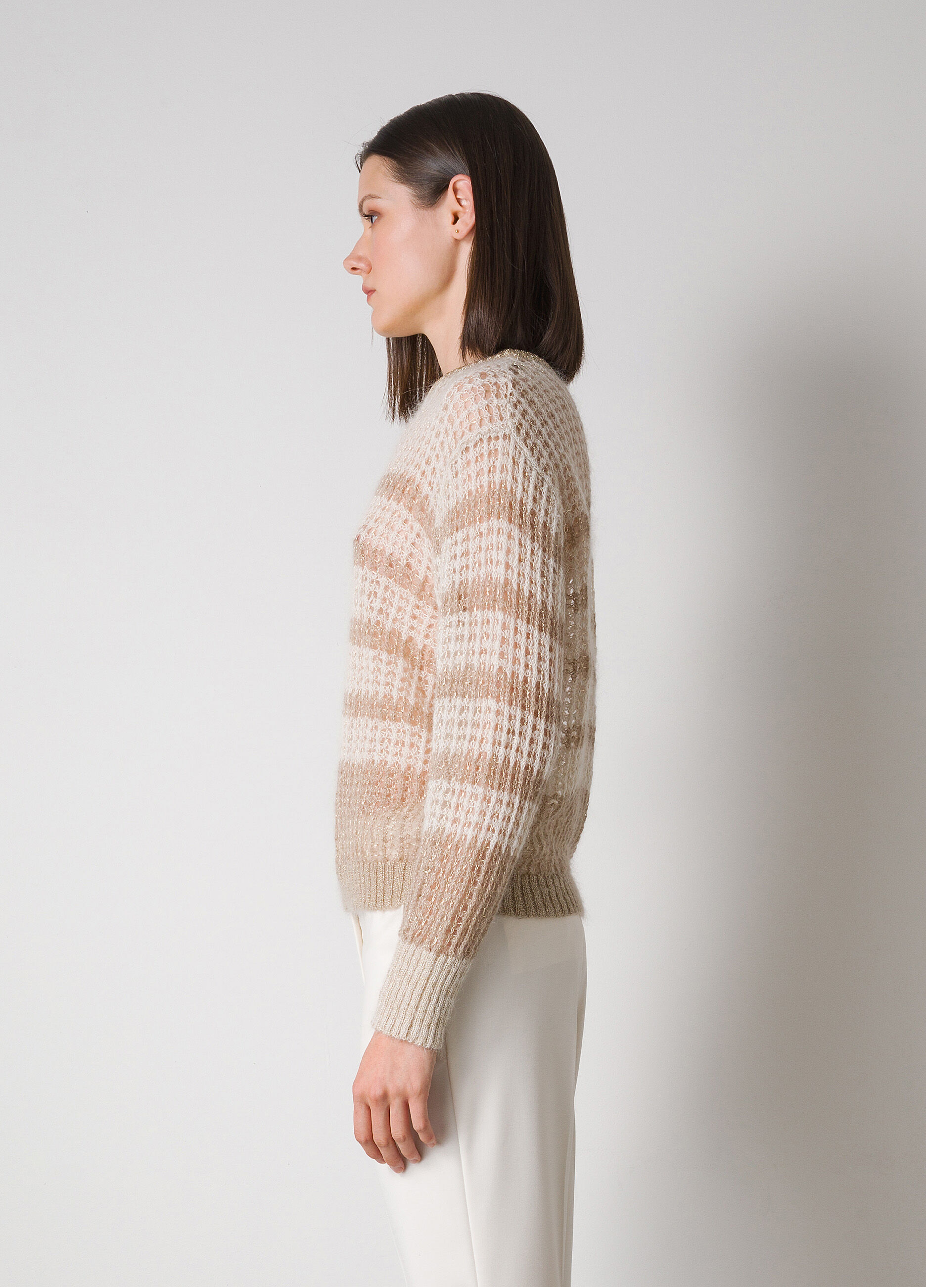 Striped mohair wool blend and lurex pullover_3