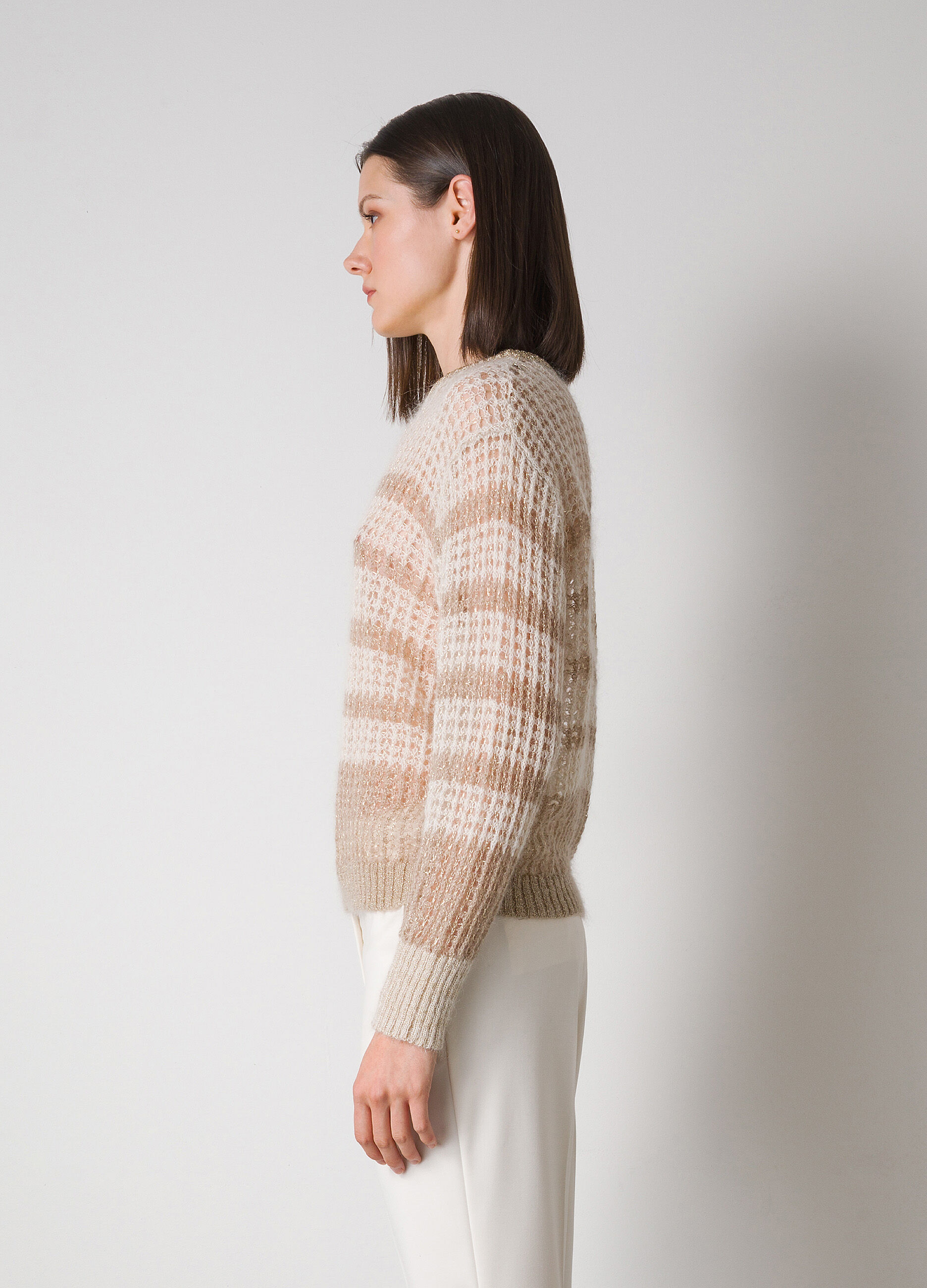 Striped mohair wool blend and lurex pullover