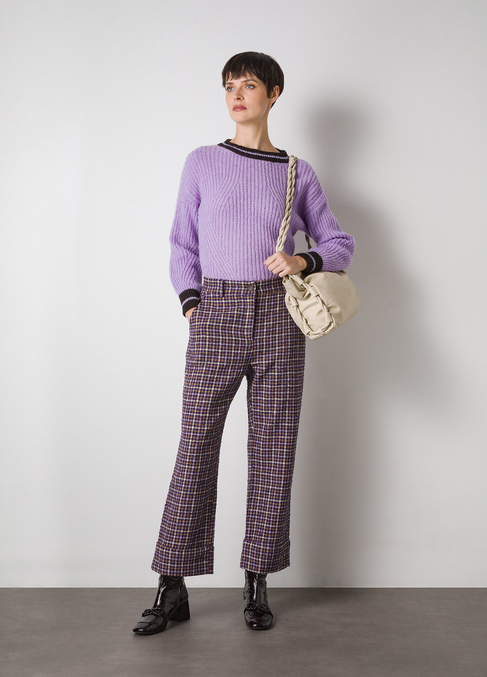 Checked wool-blend trousers_0
