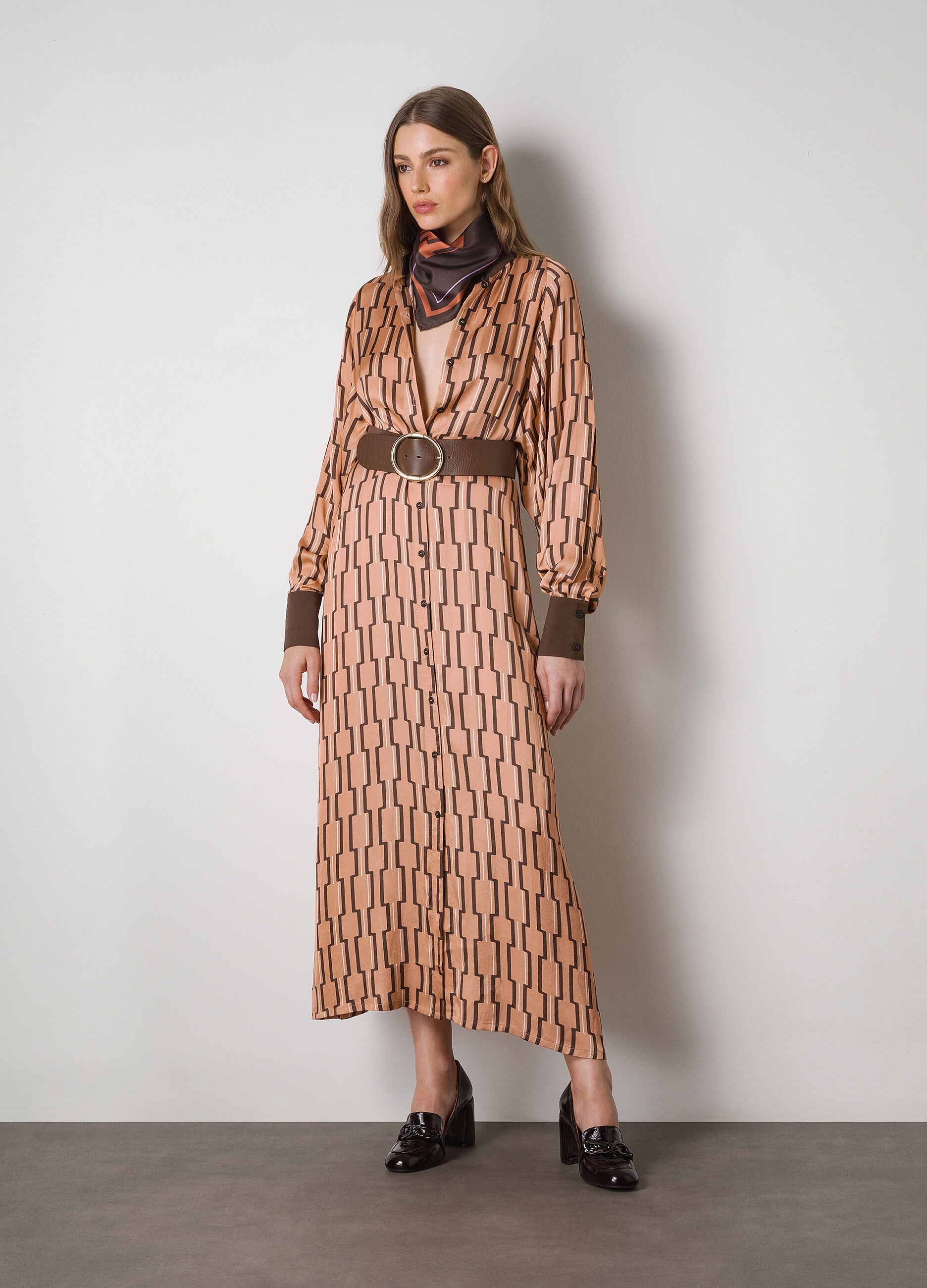 Long dress with geometric pattern