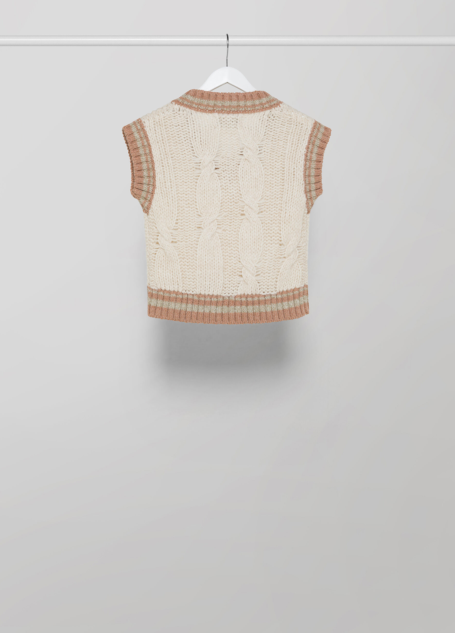 Mohair wool-blend tricot waistcoat with V-neck