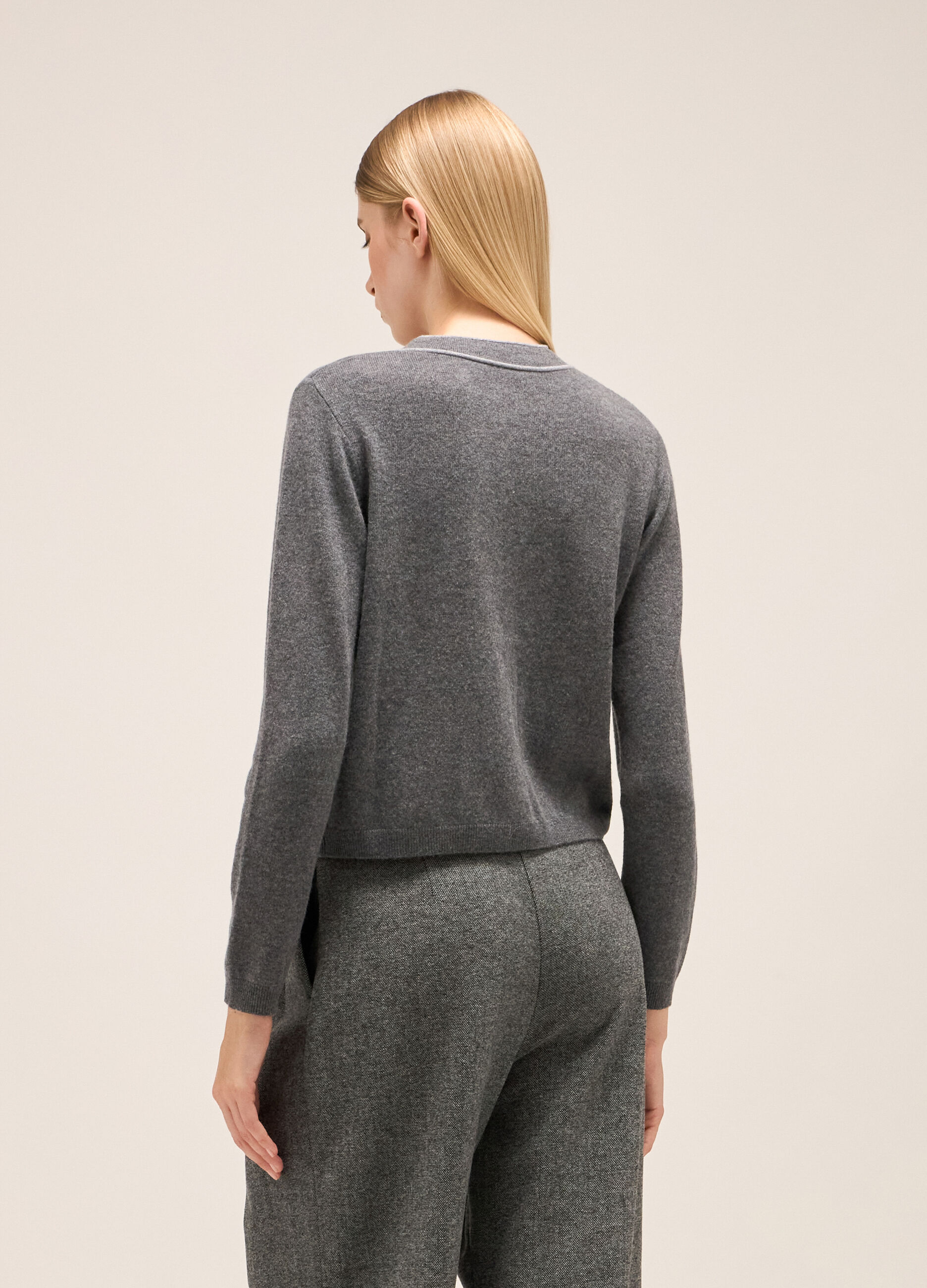Knitted cardigan in wool and cashmere