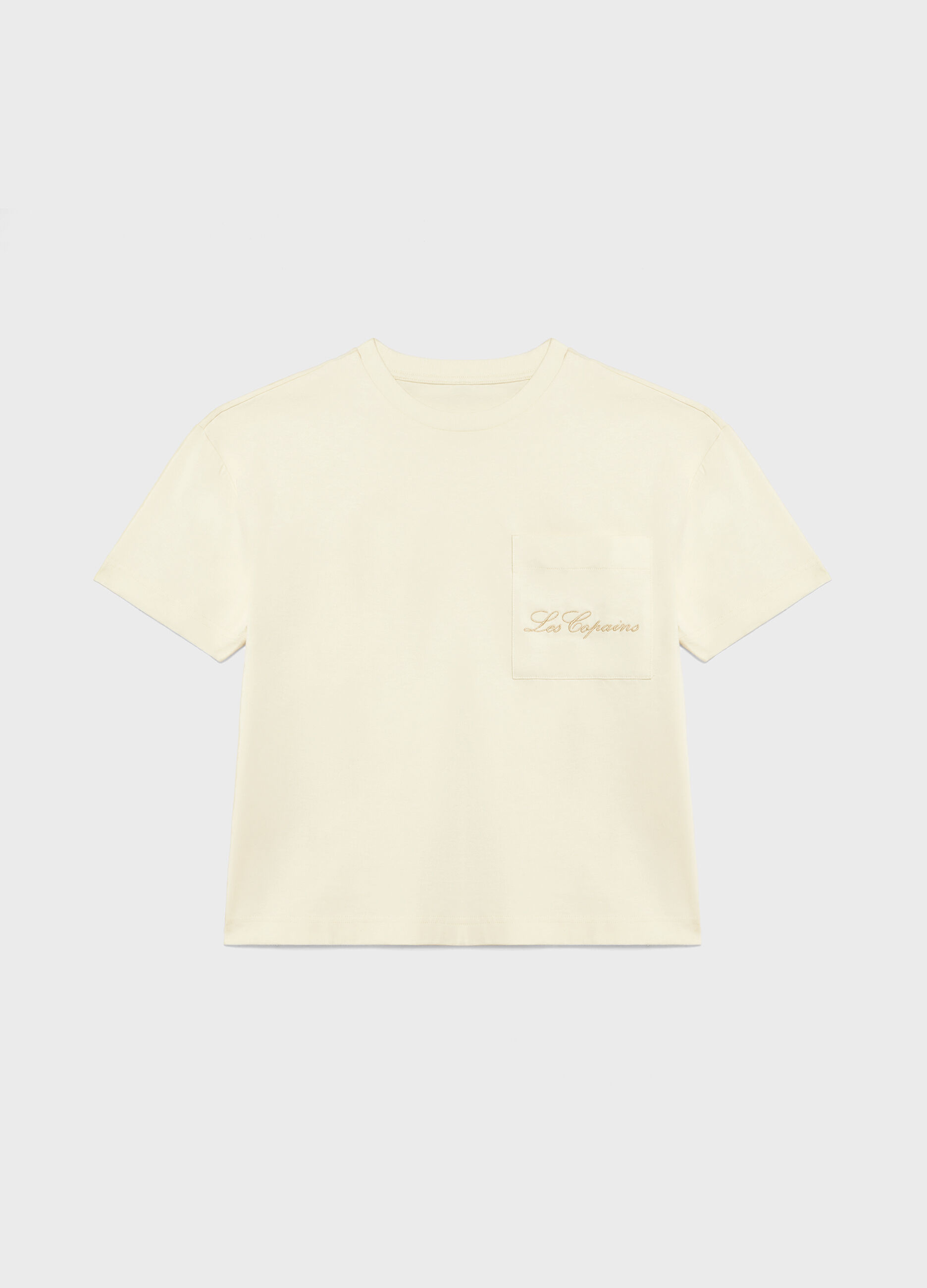 Beige pure cotton logo T-shirt_4
