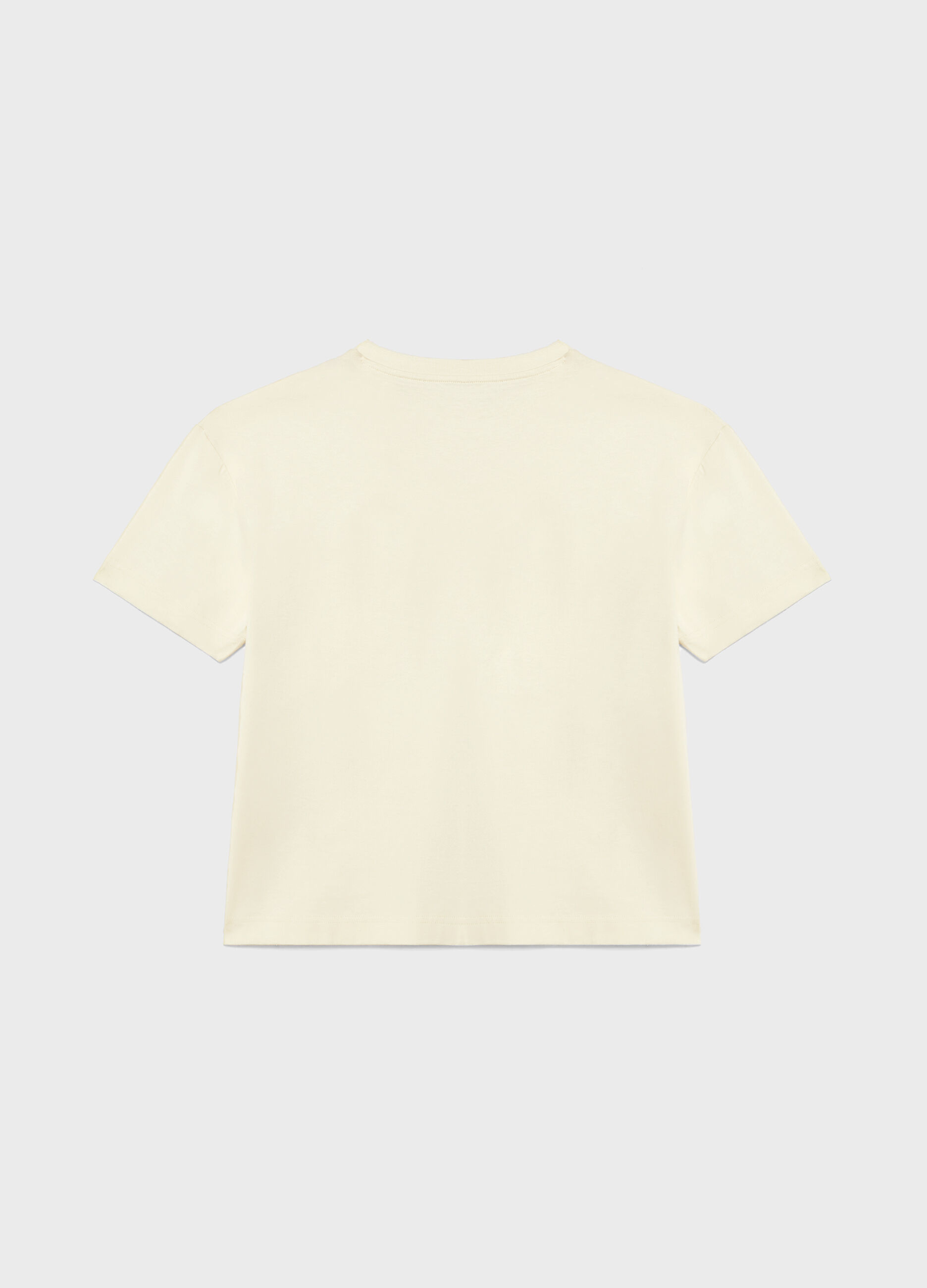 Beige pure cotton logo T-shirt_5