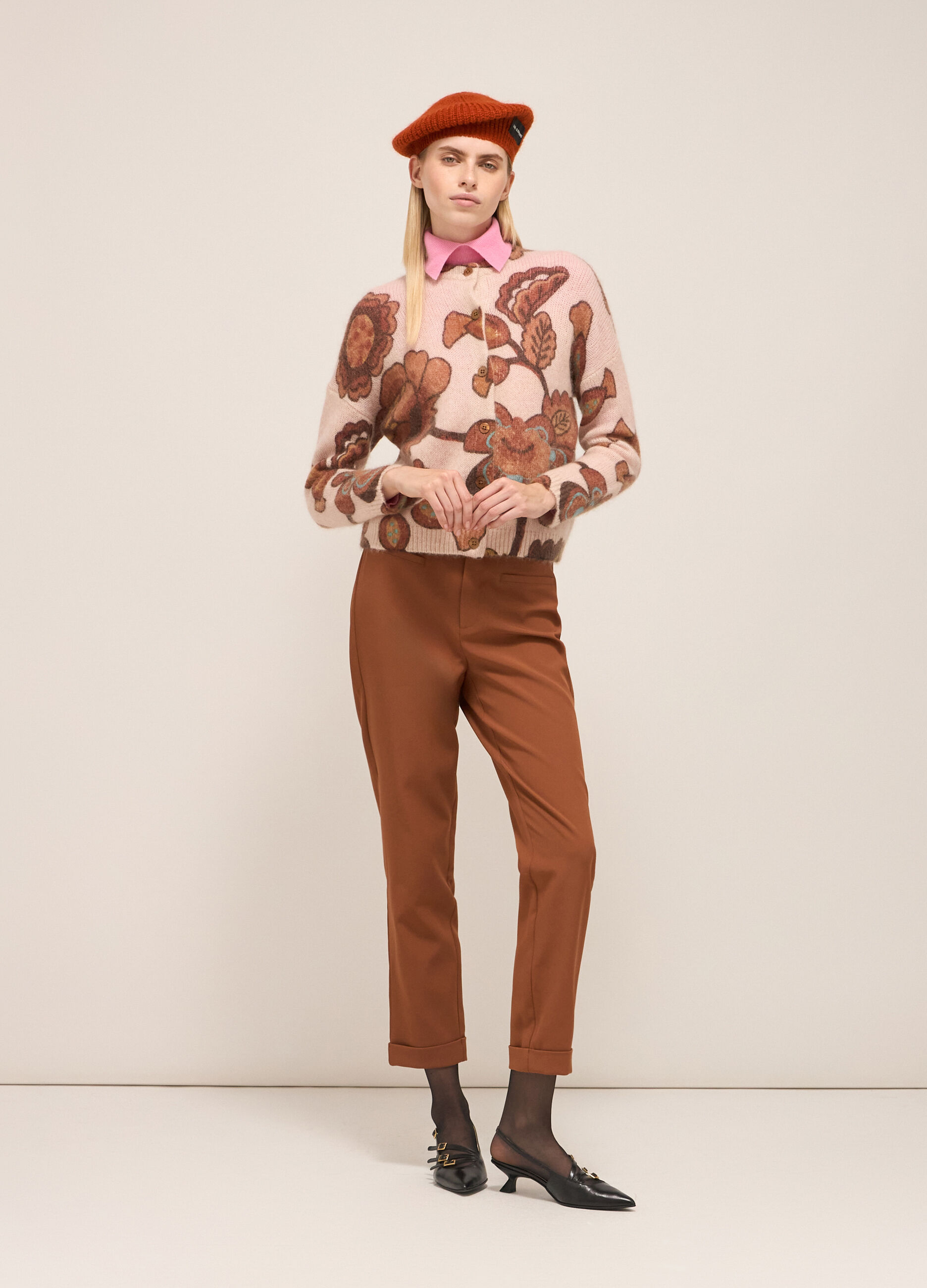 Knitted cardigan with print