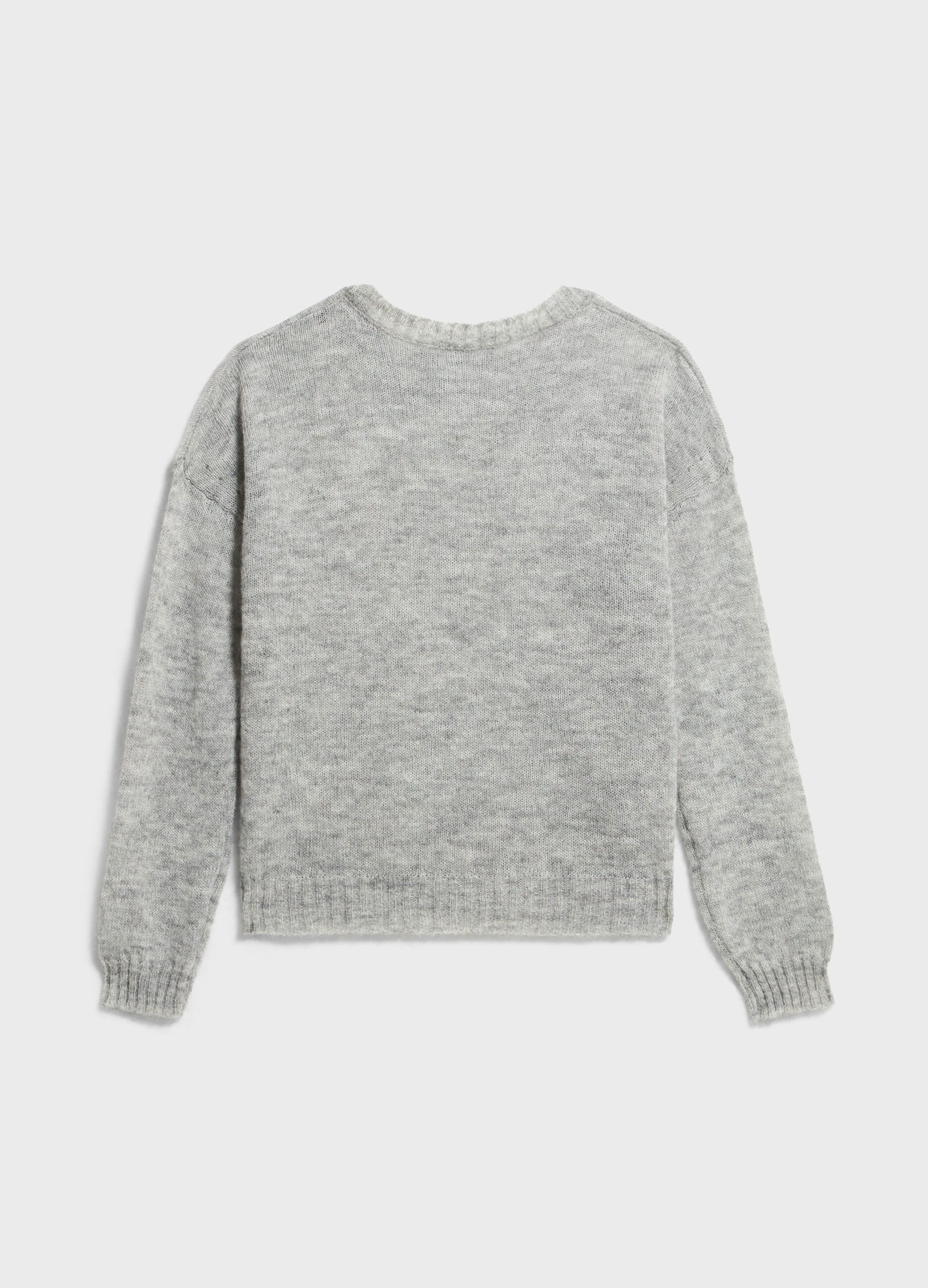 Knitted sweater with round neck
