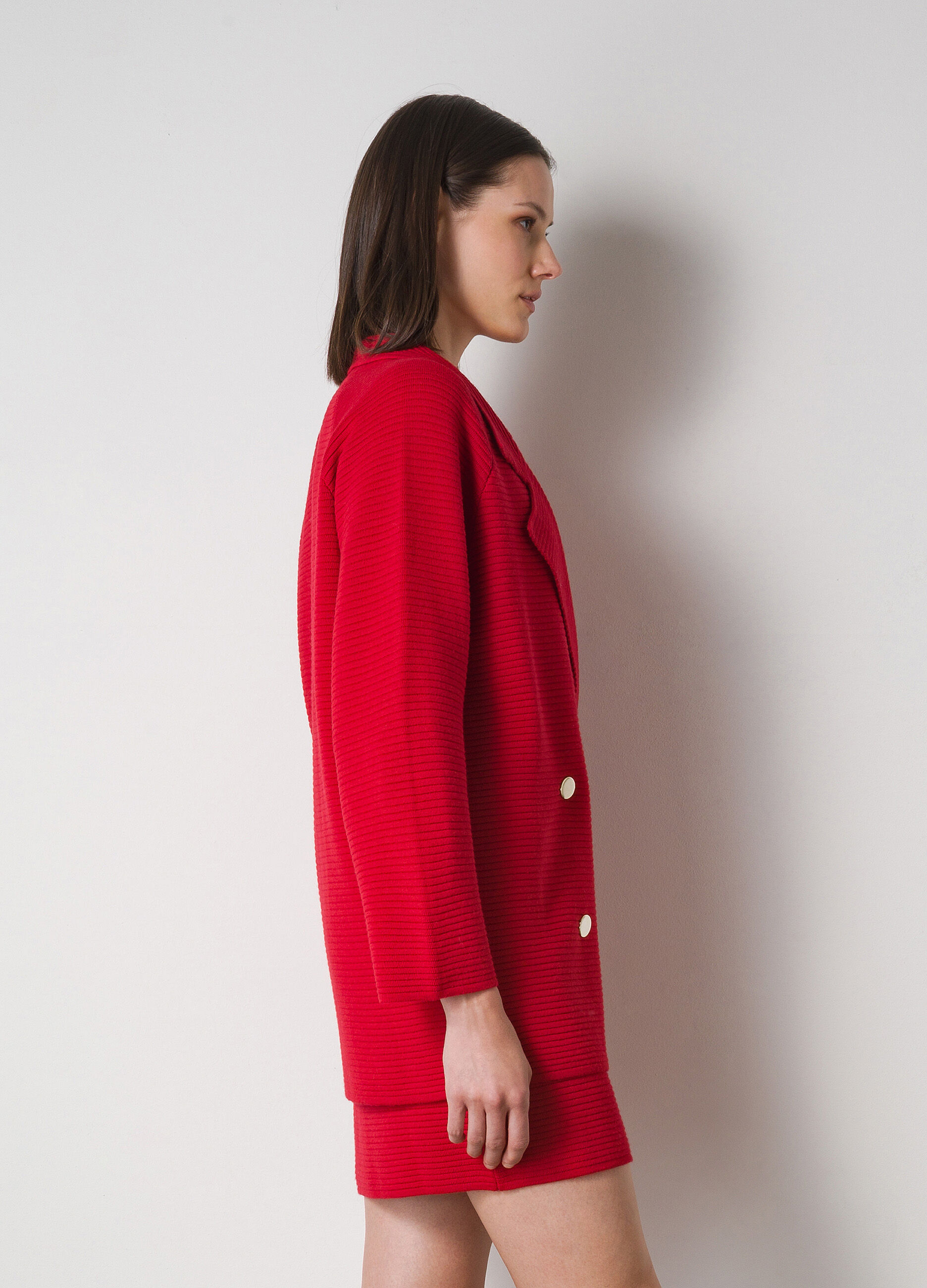 Merino wool blend tricot blazer