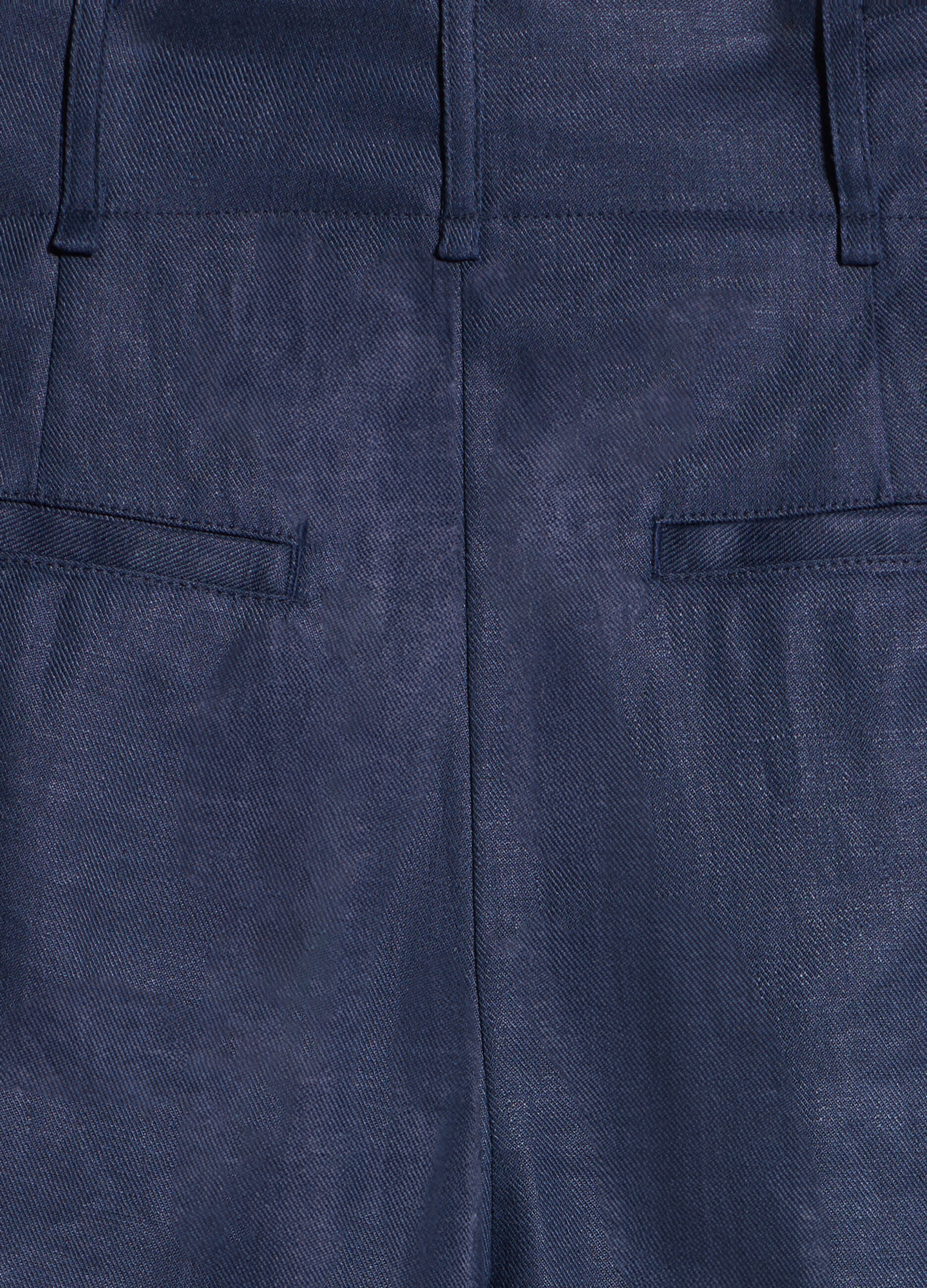 Ochre linen Bermuda shorts with pleats_6