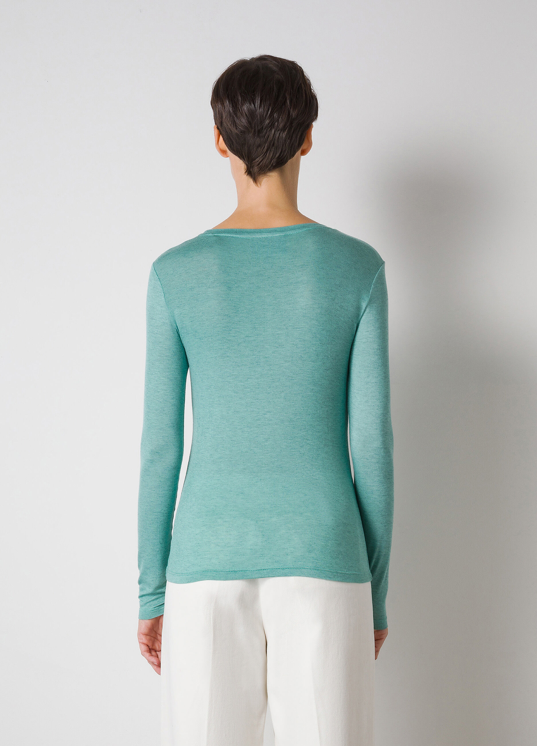 Green wool blend long sleeve T-shirt_1